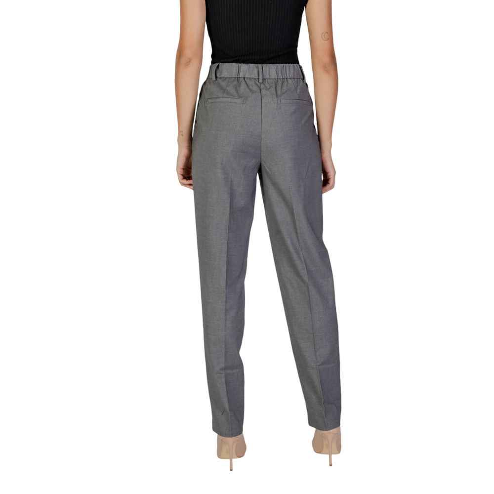 Vila Clothes Gray Polyester Pant