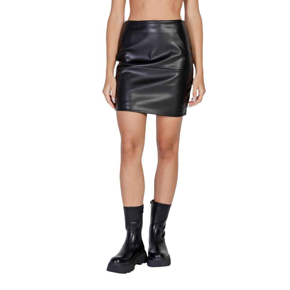 ICHI Black Polyethylene Mini Skirt