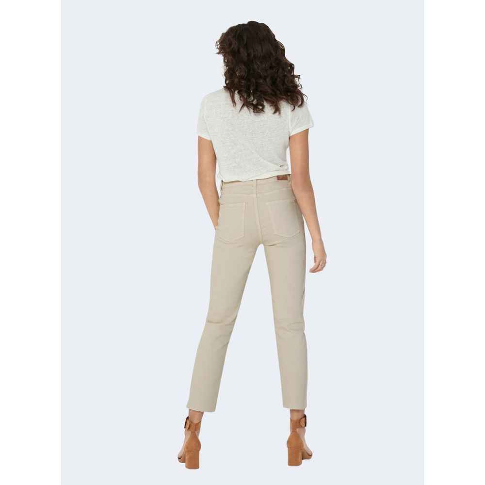 Only Beige Cotton Mom Jean