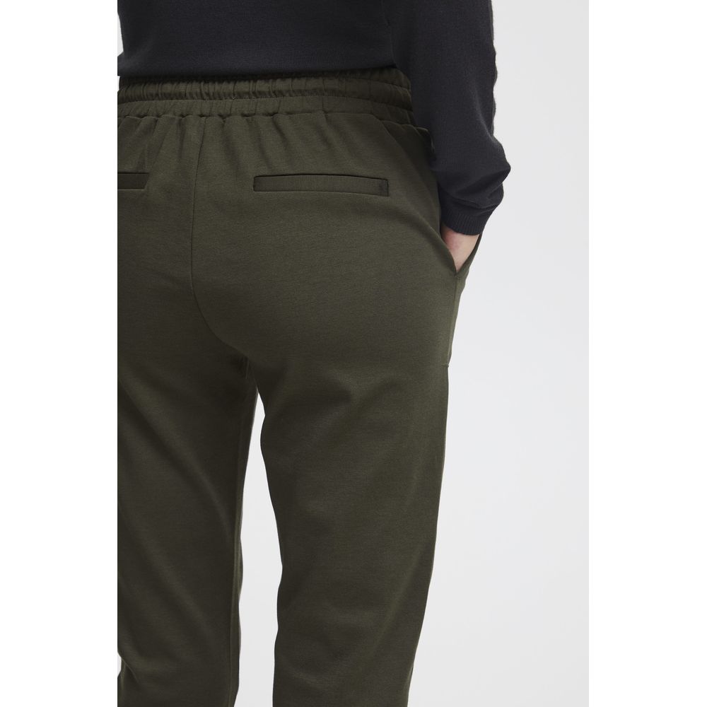 ICHI Green Polyester Pant
