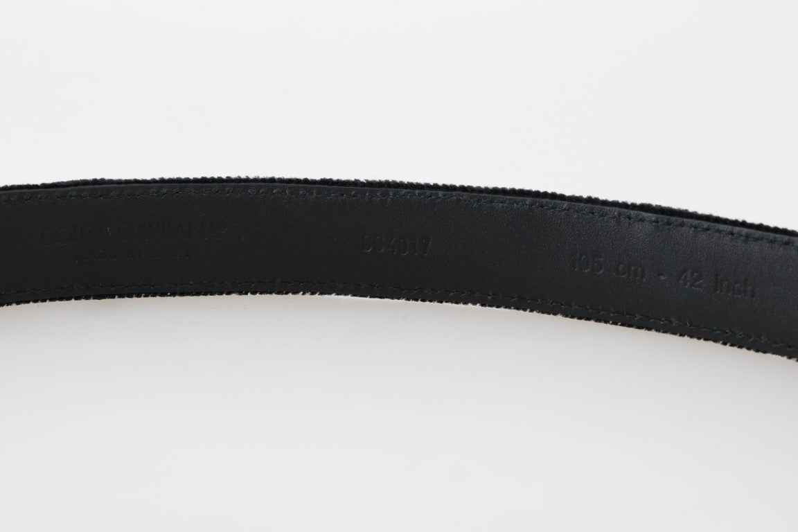 Dolce & Gabbana Black Cotton Royal Bee Embroidery Belt