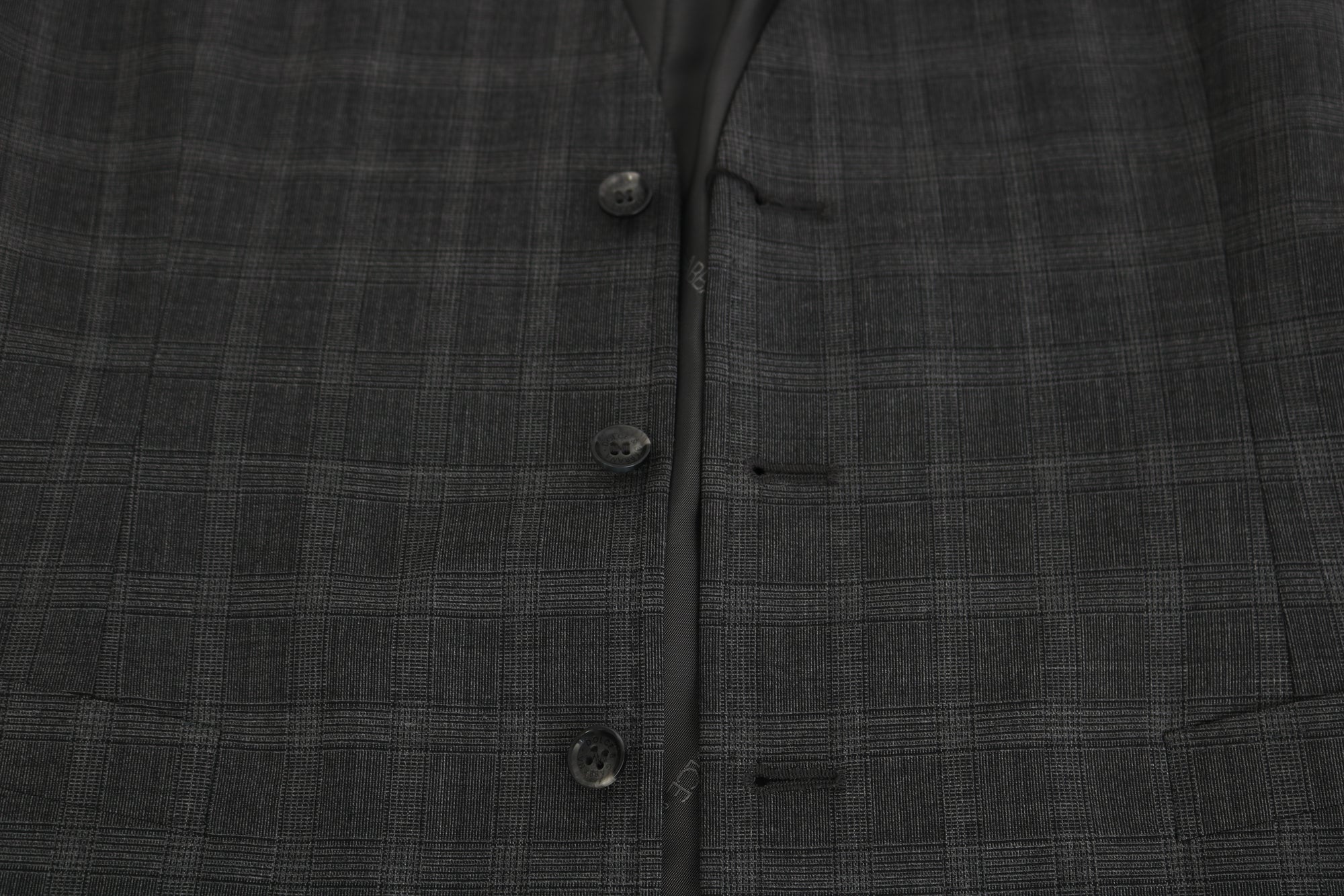 Dolce & Gabbana Gray Wool STAFF Checkered Stretch Vest