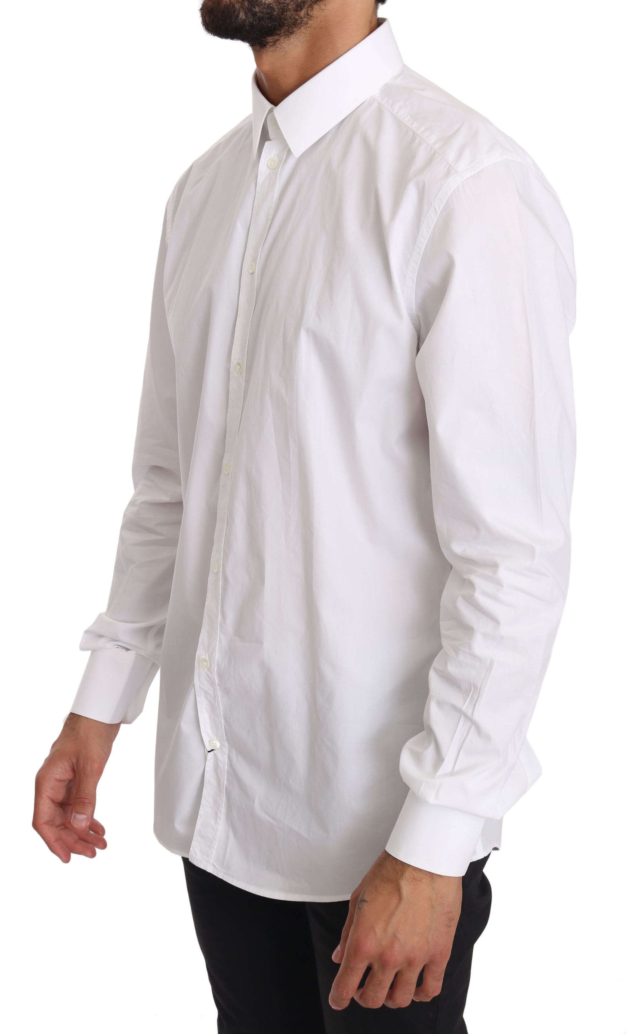 Dolce & Gabbana White Cotton GOLD Dress Shirt