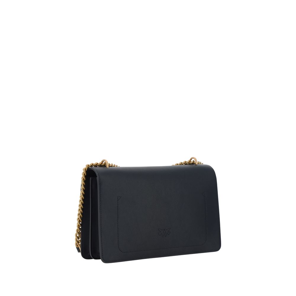 PINKO Black Calf Leather Bos Taurus Shoulder Bag