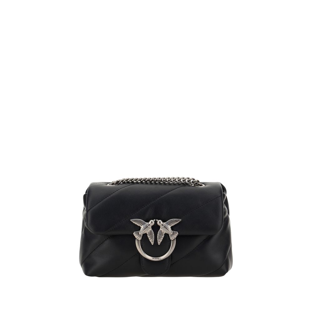 PINKO Black Calf Leather Bos Taurus Shoulder Bag