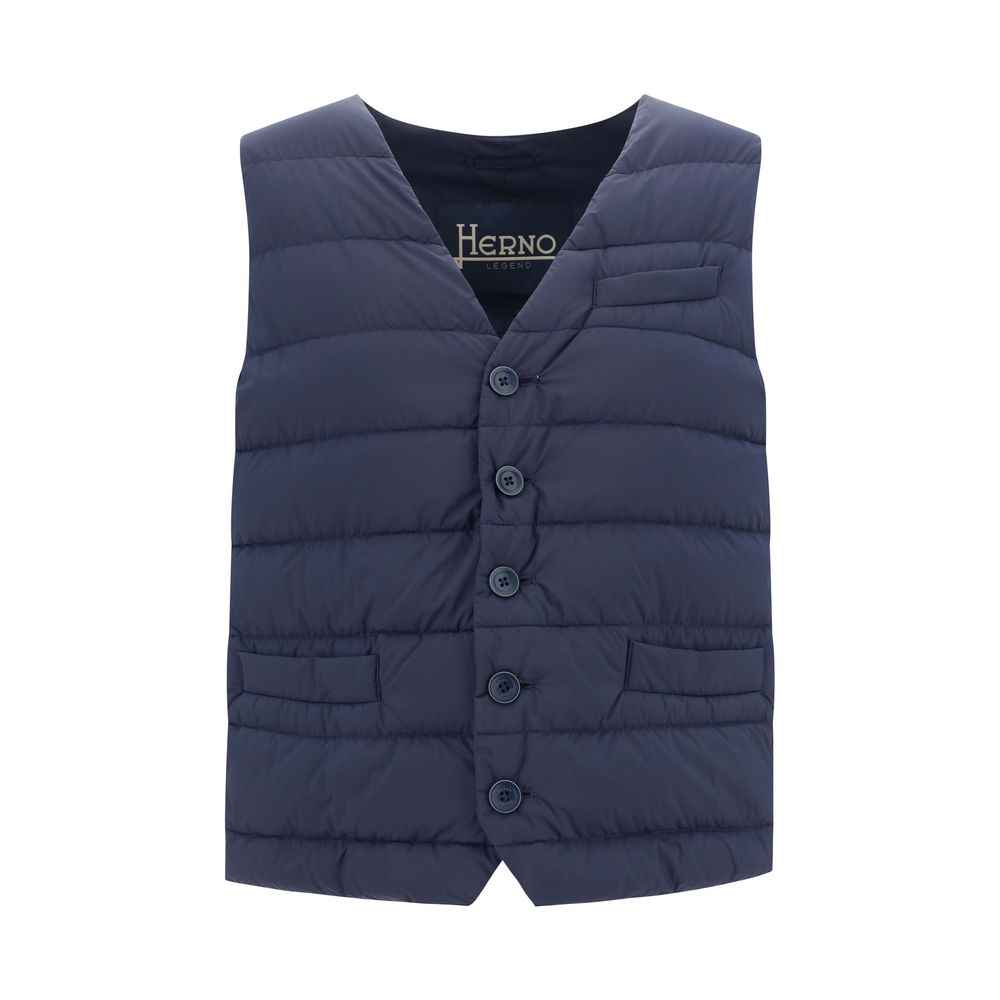 Herno Blue Polyamide Sleveless Jacket