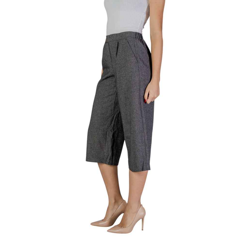 Vero Moda Black And White Polyester Cropped Pant