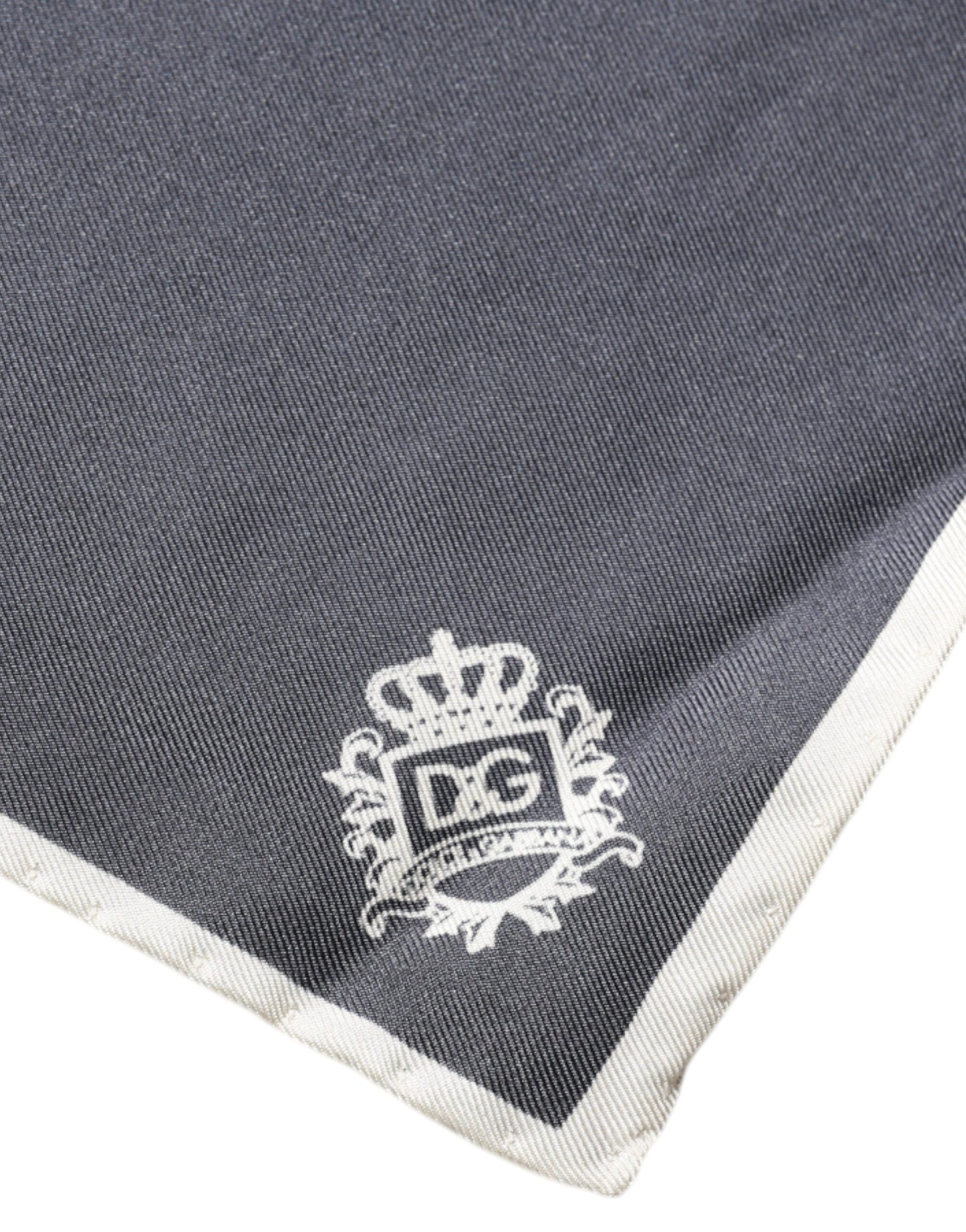 Dolce & Gabbana Gray Crown Logo Square Handkerchief Scarf