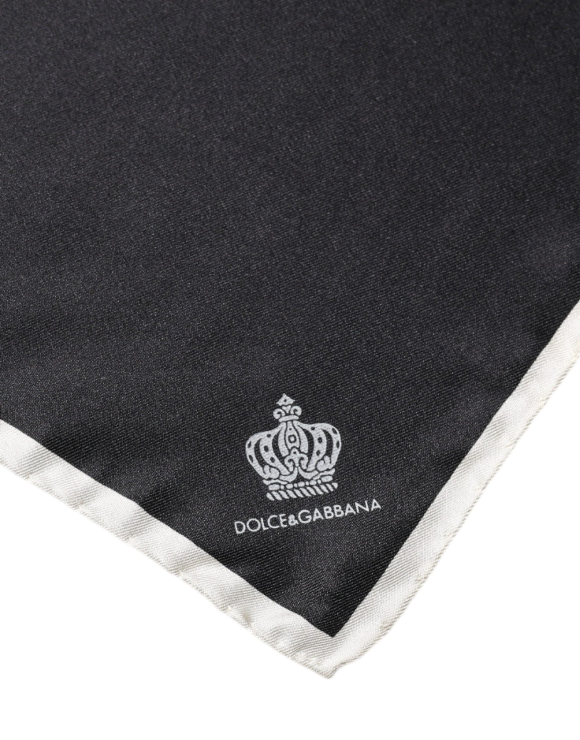 Dolce & Gabbana Black Crown Logo Square Handkerchief Scarf