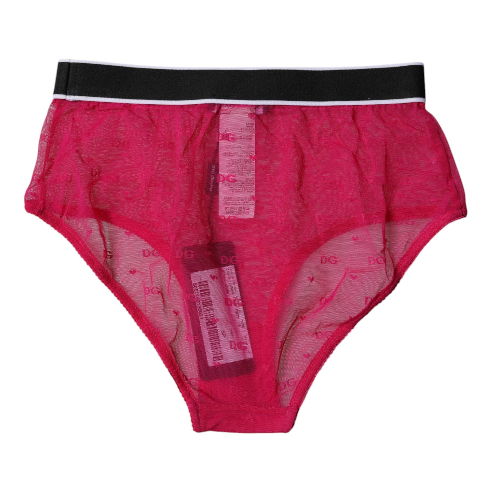 Dolce & Gabbana Fuchsia Tulle Nylon Mid Waist Panty Underwear
