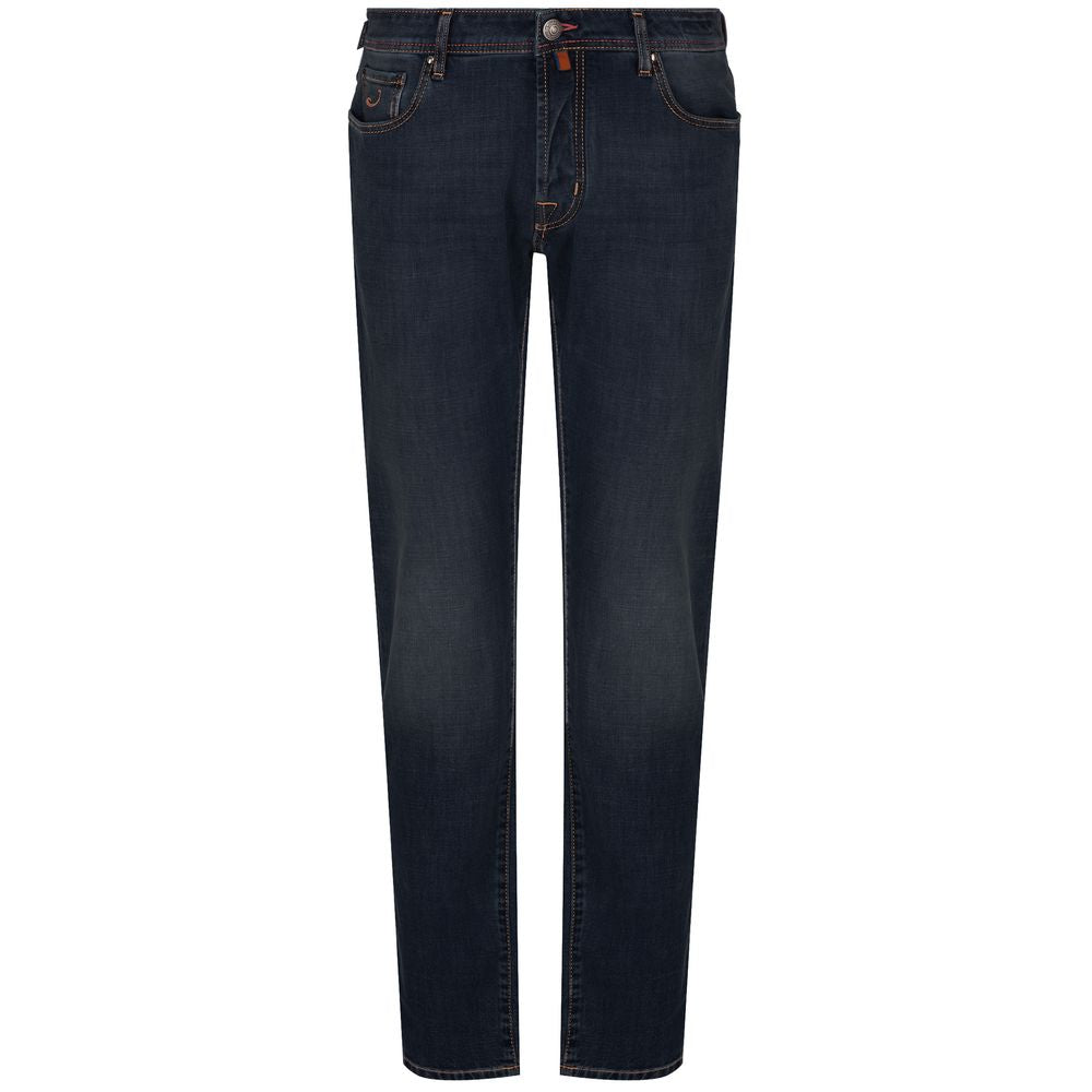 Jacob Cohen Blue Cotton Men Jeans with Orange Stitch Detail