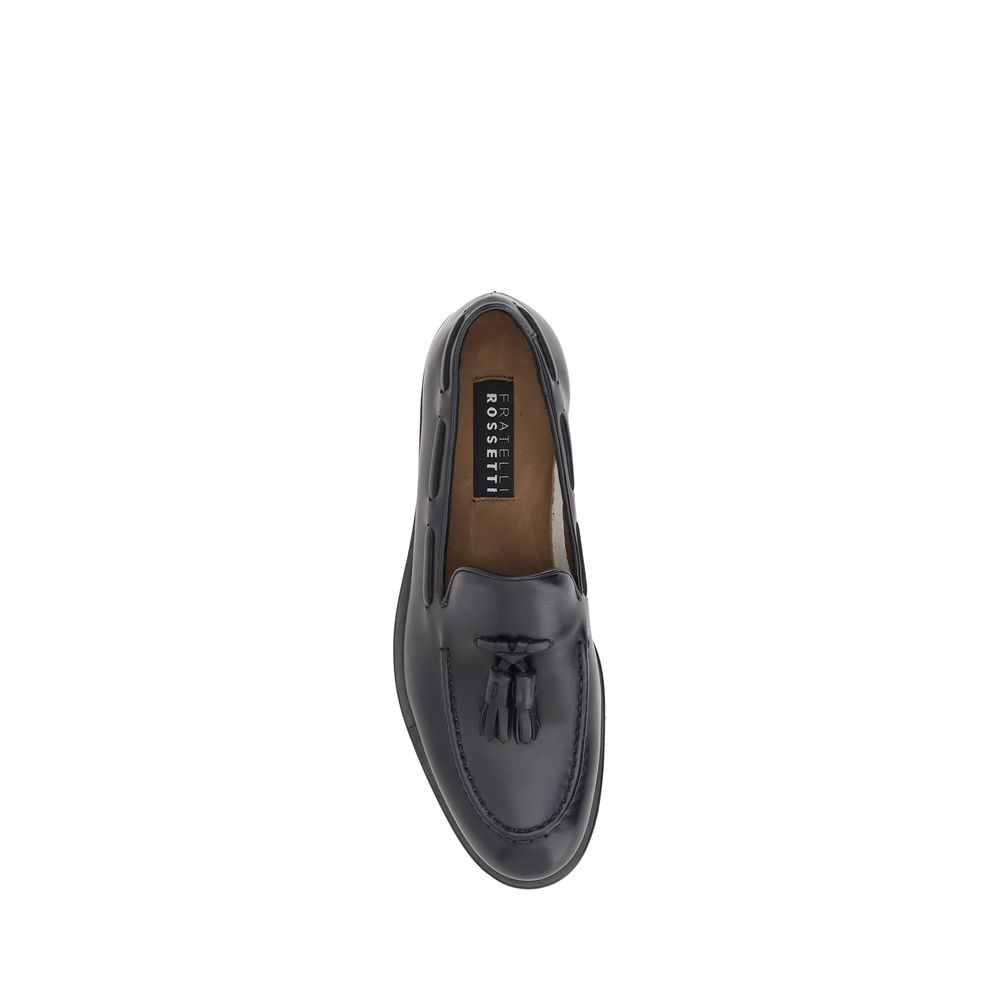 Fratelli Rossetti Black Calf Leather Bos Taurus Slip-On Loafers