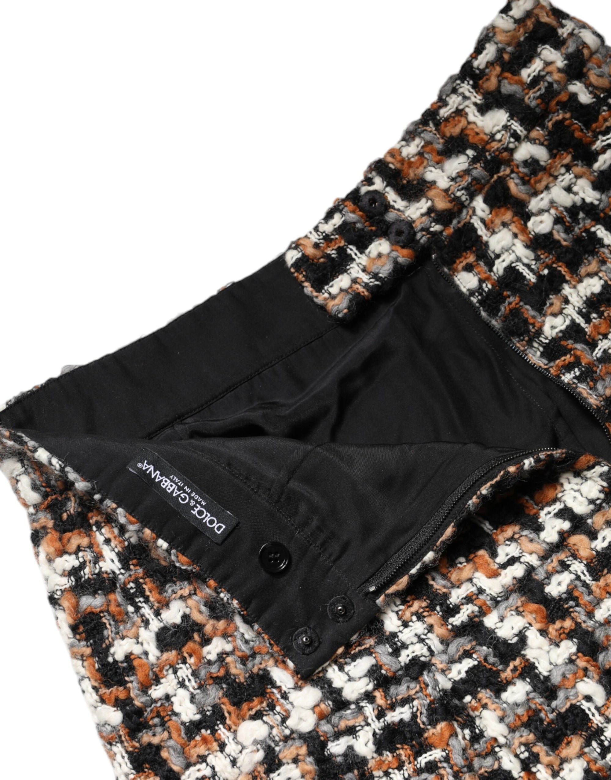 Dolce & Gabbana Multicolor High Waist Tartan Tweed Mini Skirt