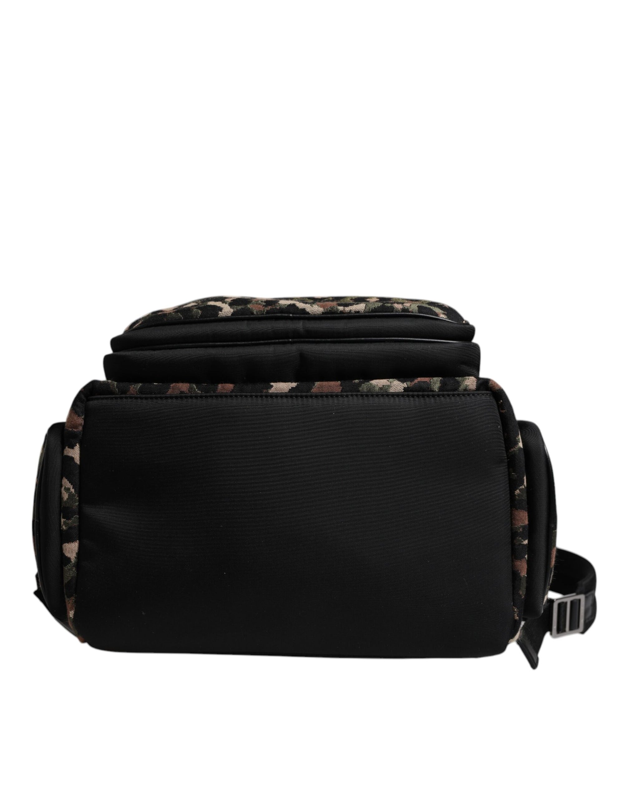 Dolce & Gabbana Multicolor Leopard Print DG Logo Plaque Men Backpack Bag