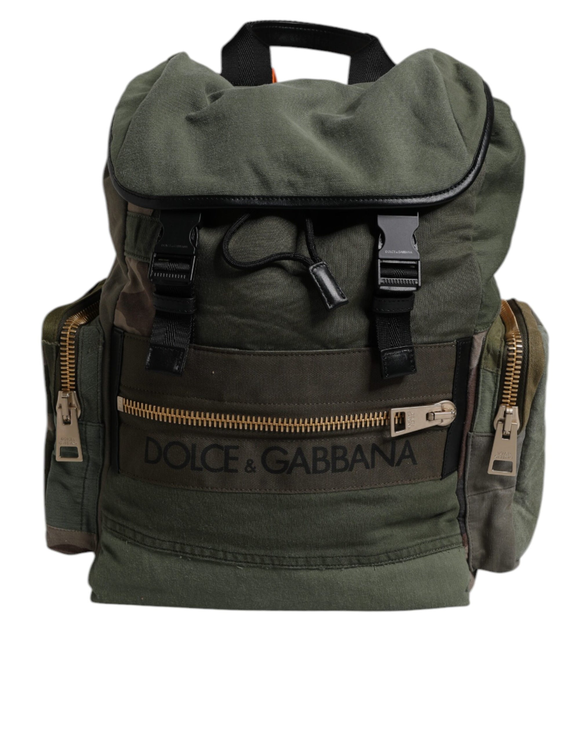 Dolce & Gabbana Military Green Patchwork Travel Backpack Bag