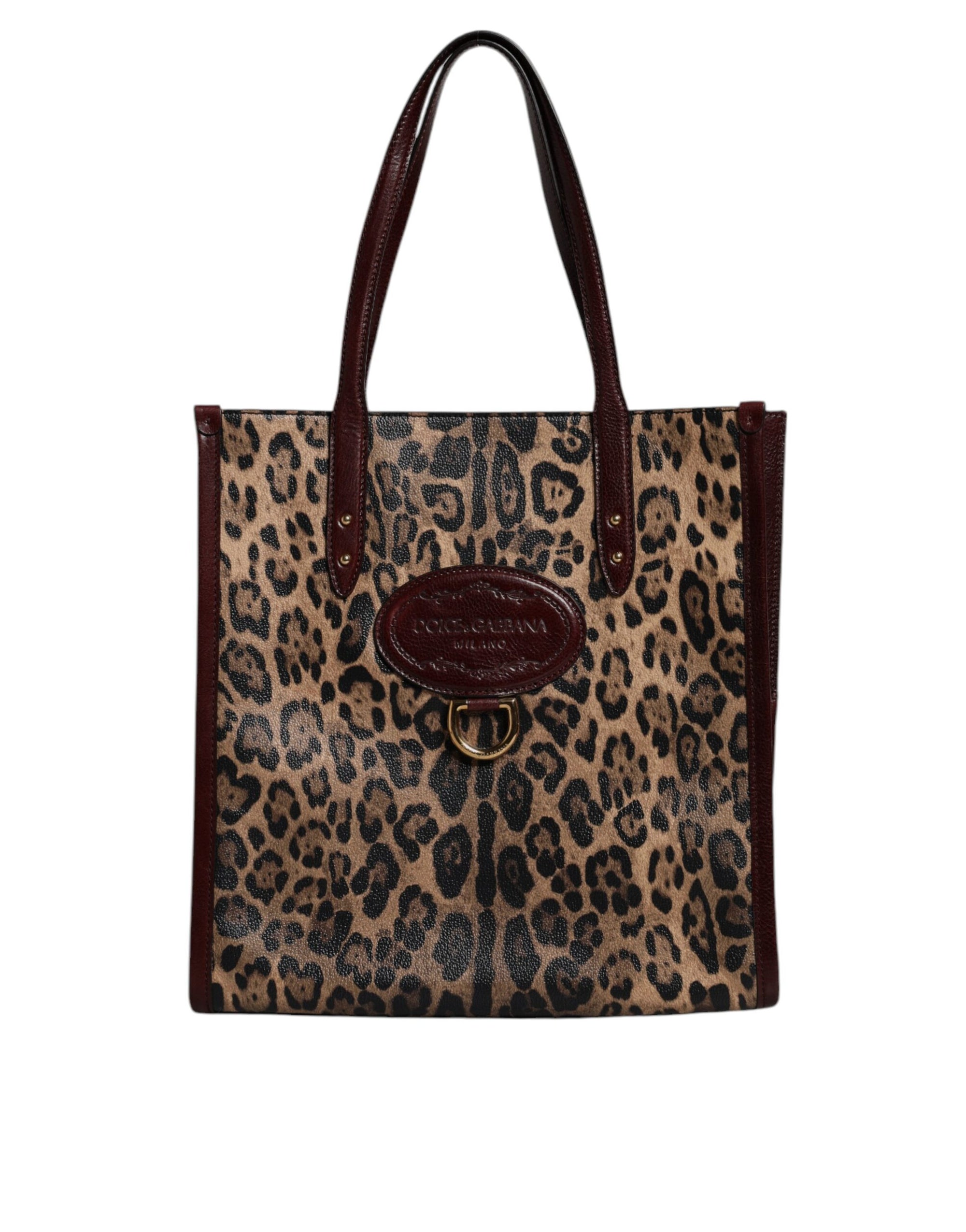 Dolce & Gabbana Brown Leopard Leather Shoulder Strap Tote Bag