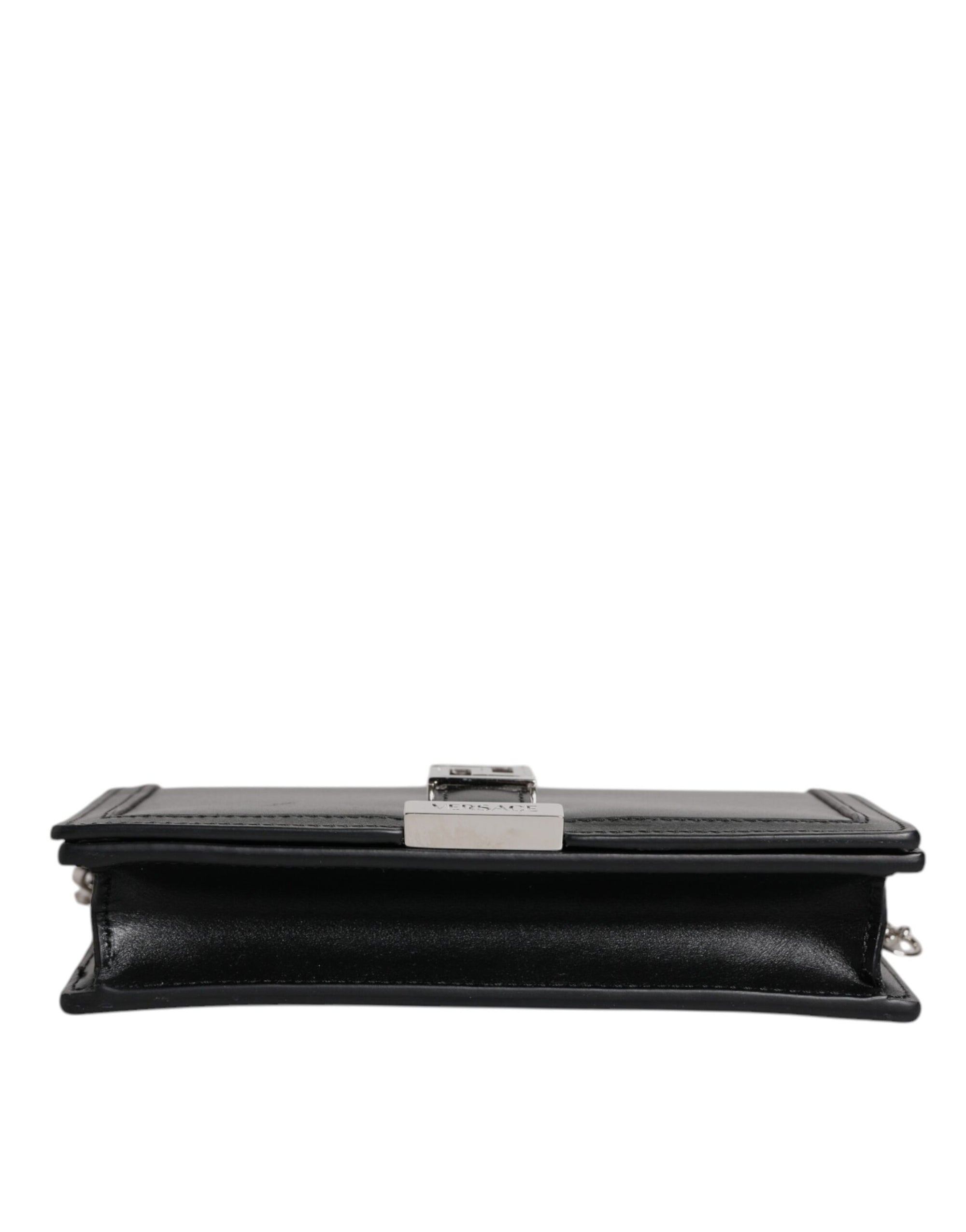 Versace Black Calfskin Leather Chain Strap Shoulder Crossbody Bag