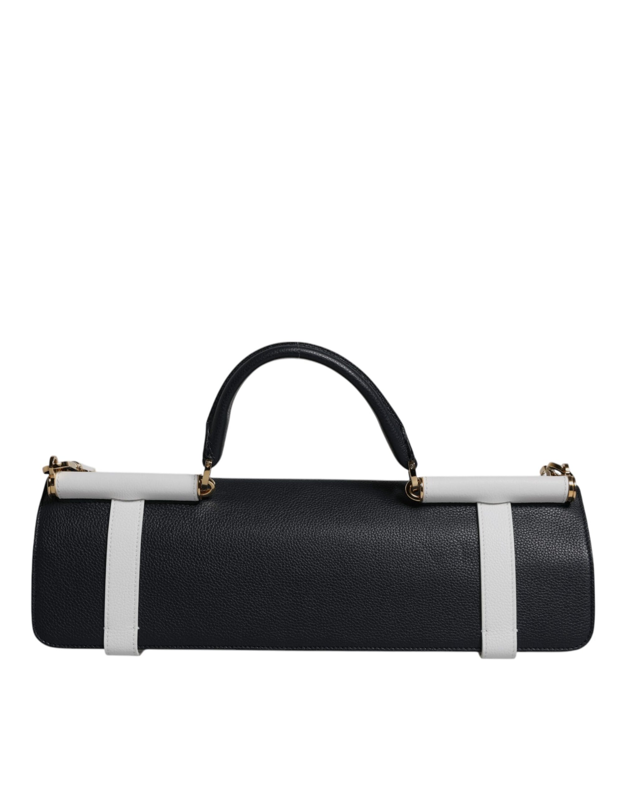 Dolce & Gabbana Blue White Calfskin Leather Crossbody Shoulder Bag