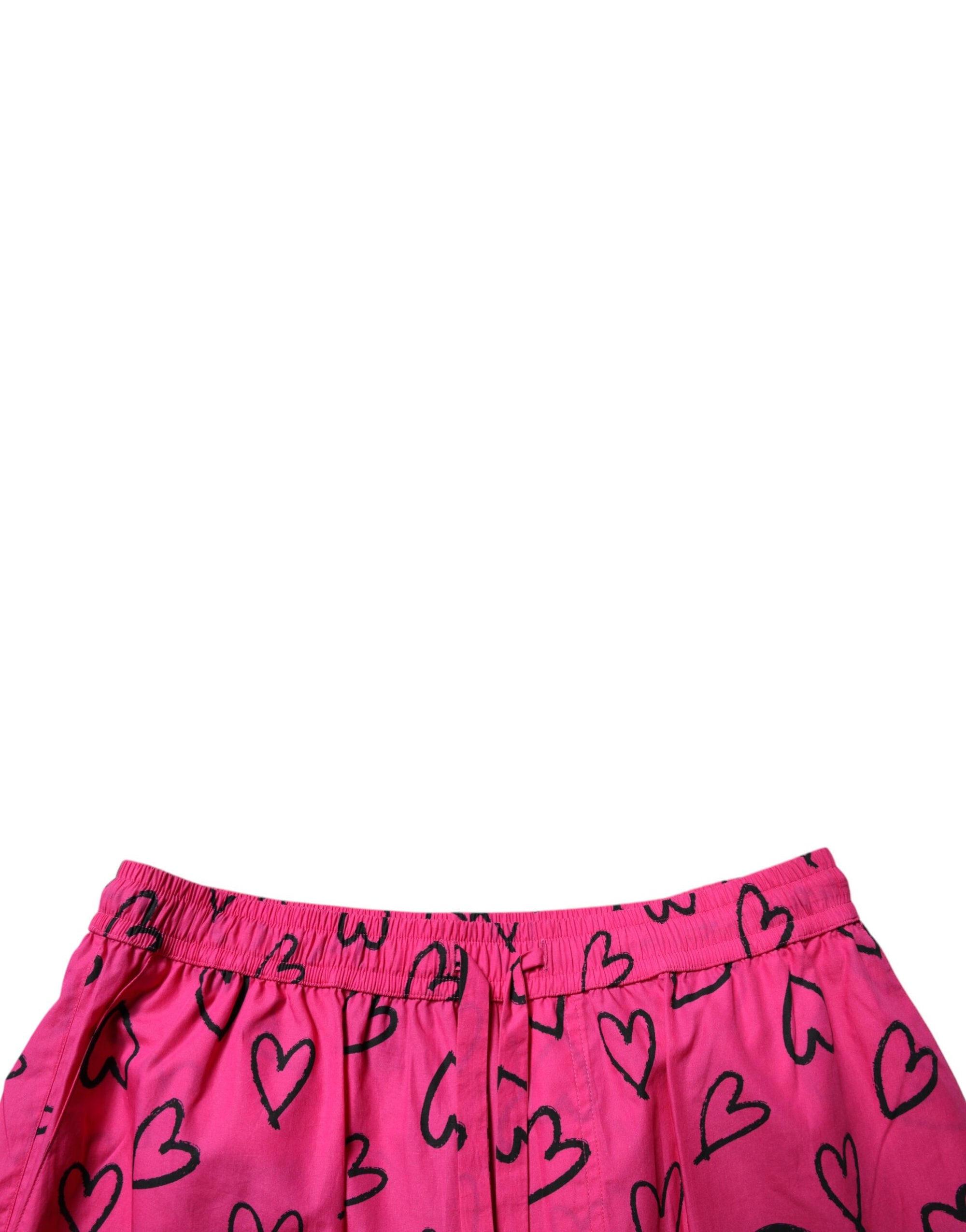 Dolce & Gabbana Pink Cotton Heart Print Bermuda Shorts