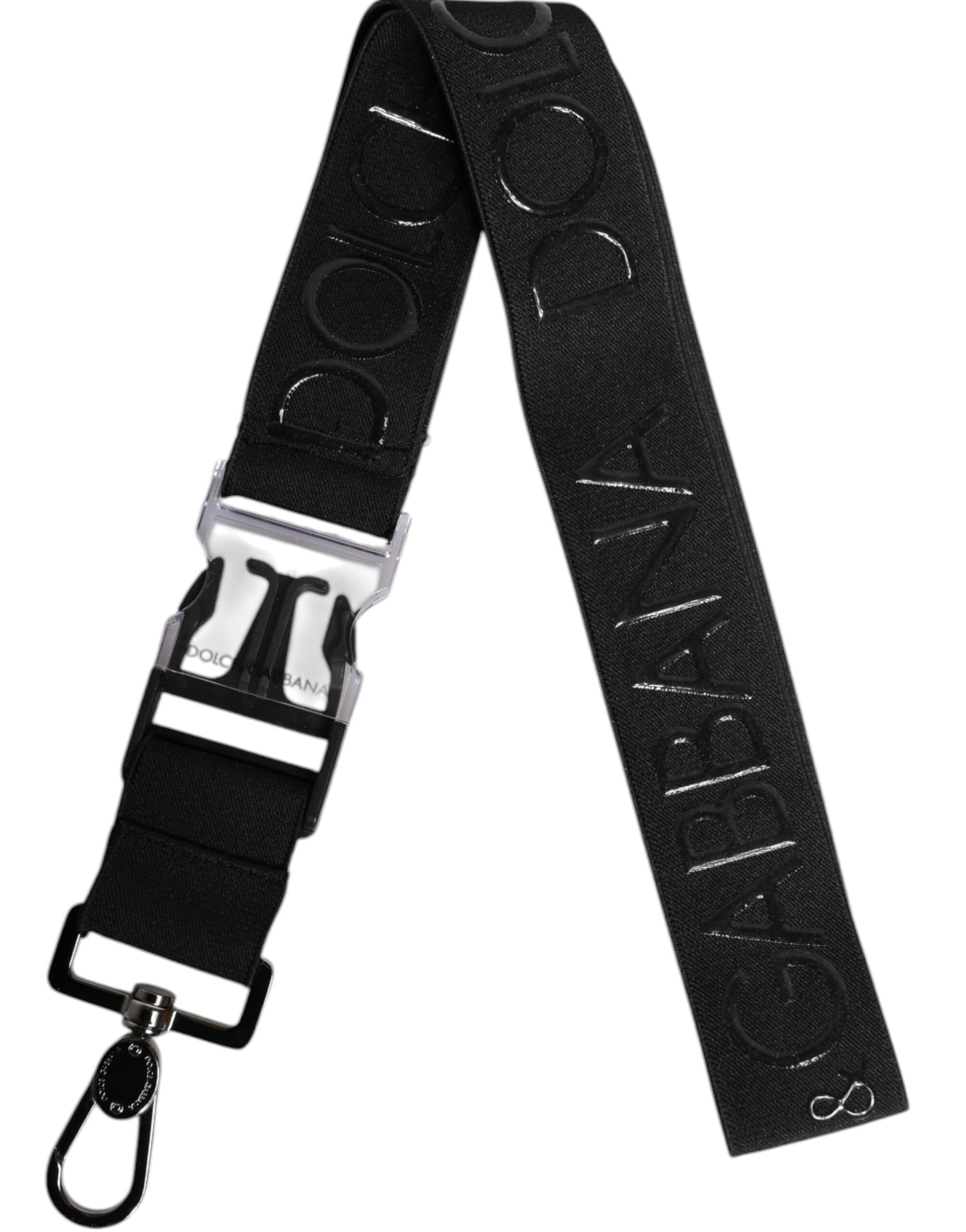 Dolce & Gabbana Black Stretch Polyester Rubberised DG Logo Keychain