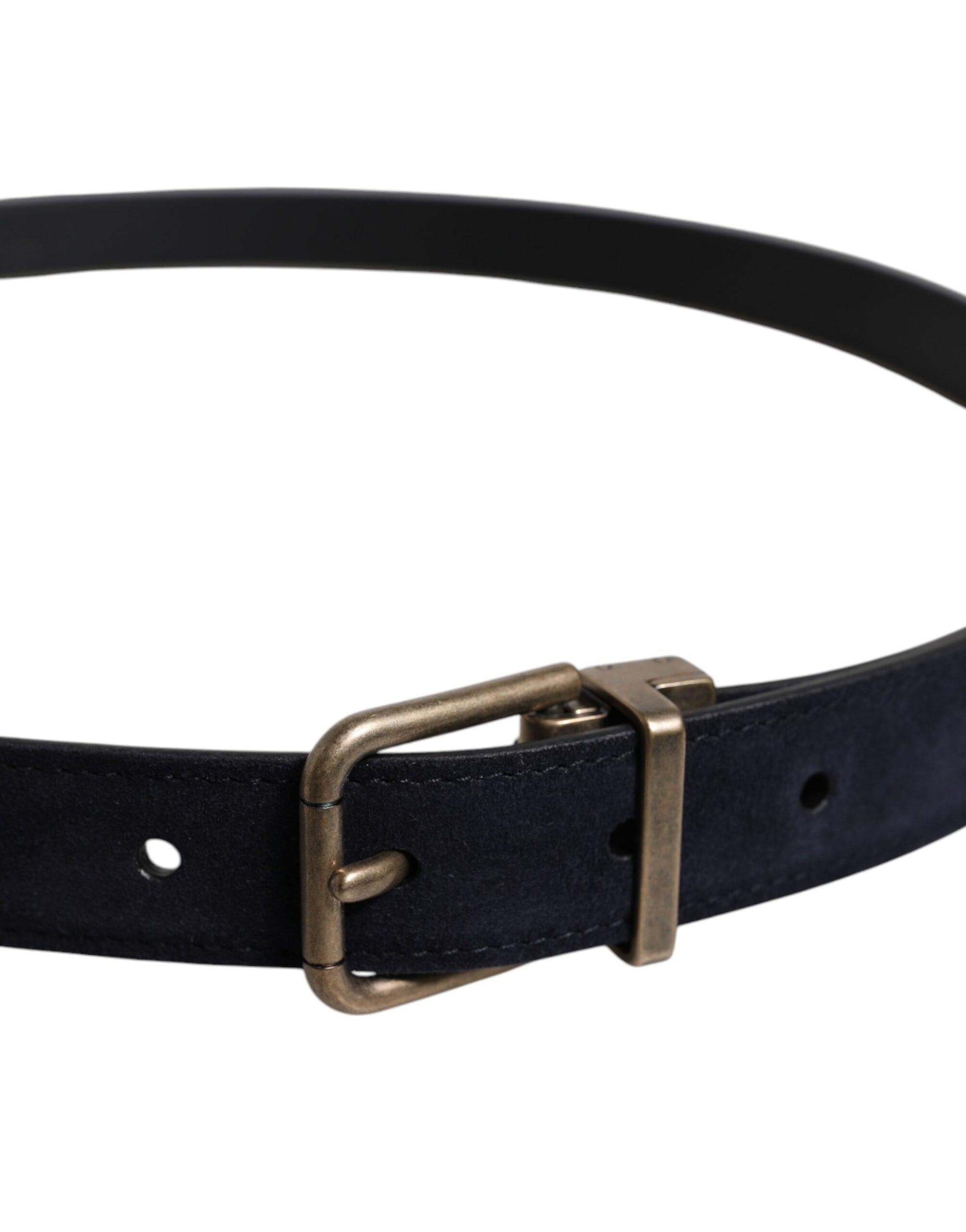 Dolce & Gabbana Black Goat Leather Metal Buckle Classic Belt