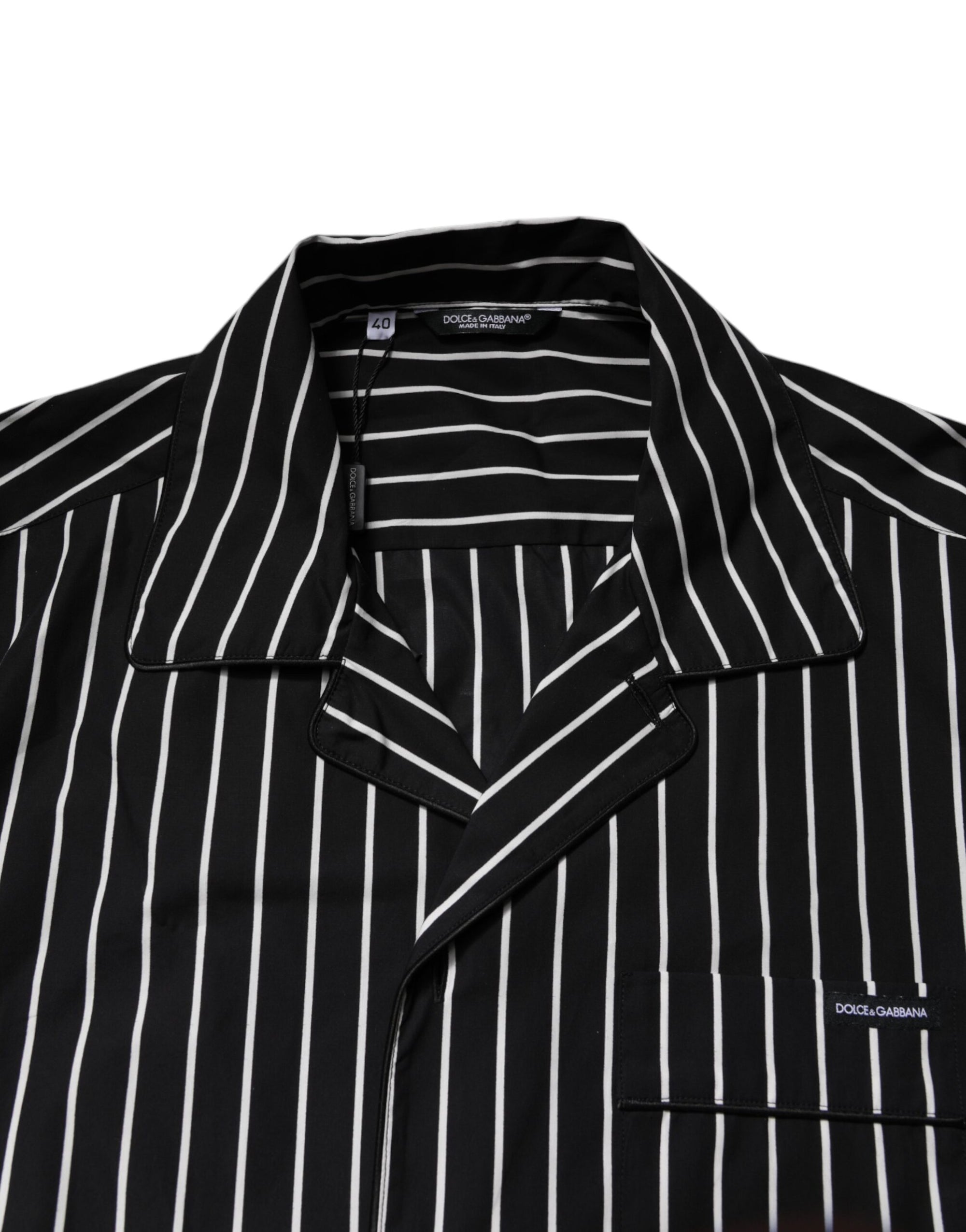 Dolce & Gabbana Black White Stripes Cotton Men Pajama Set Sleepwear