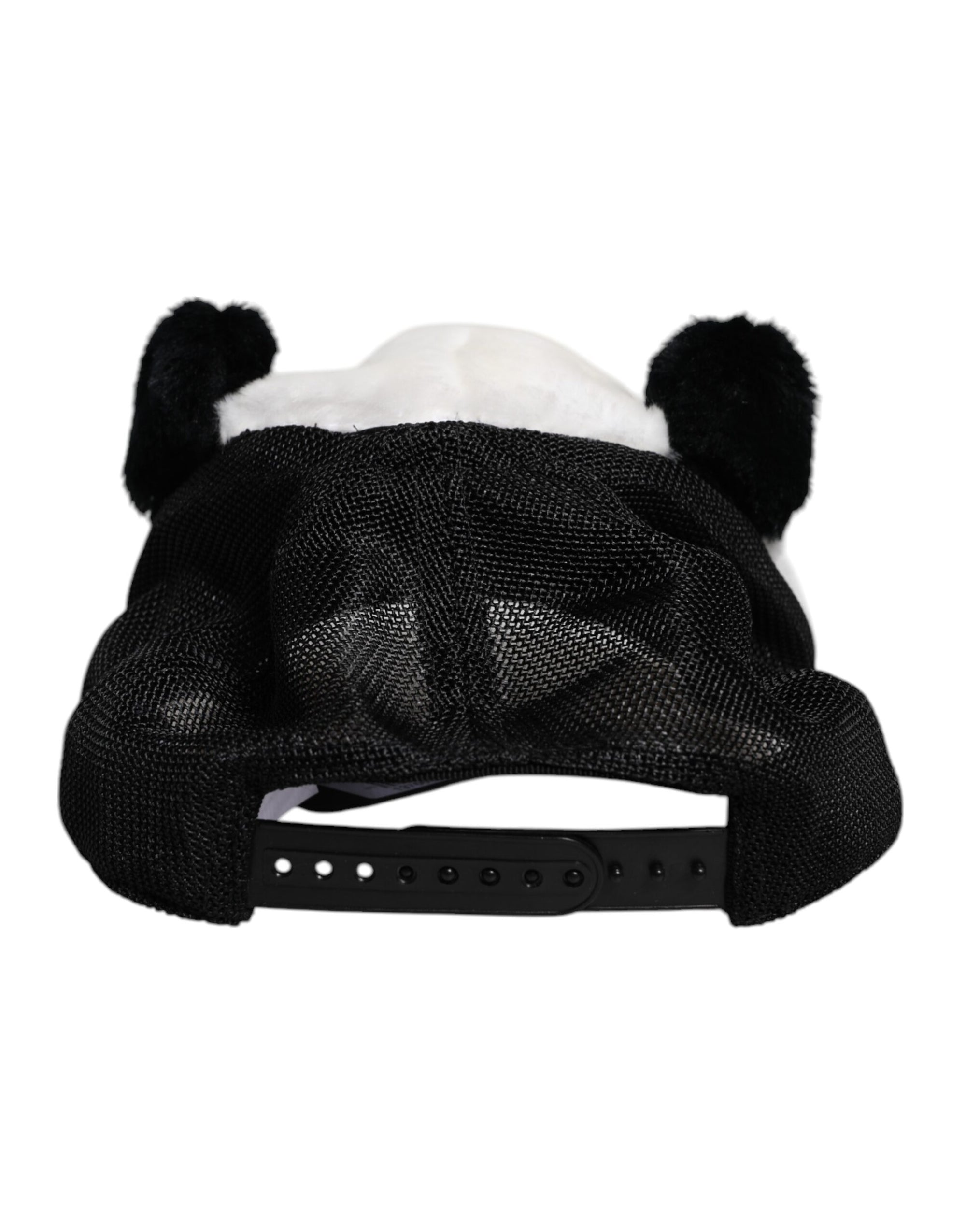 Dolce & Gabbana Black White Panda Fur Women Baseball Cap
