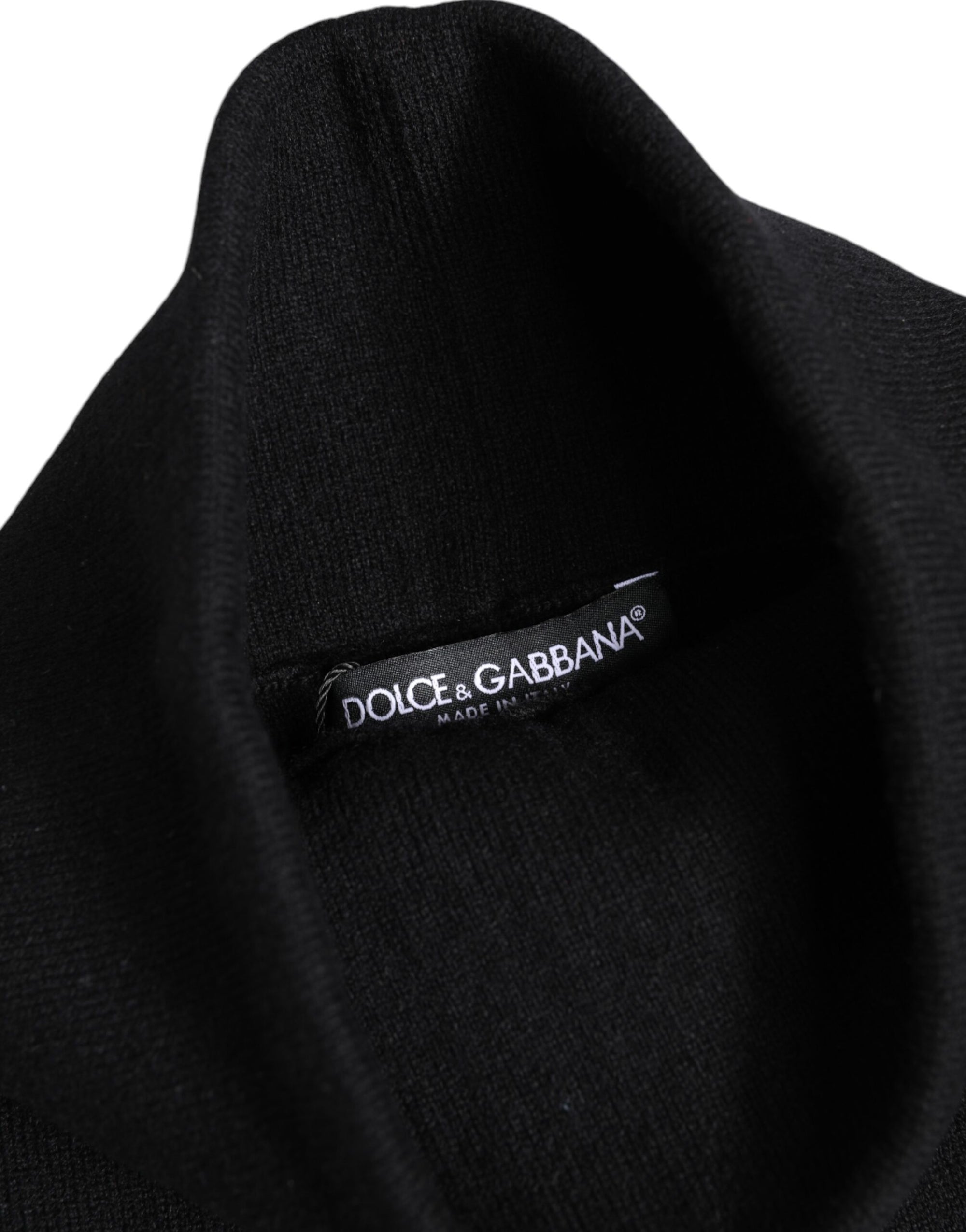 Dolce & Gabbana Black Cashmere Knitted Neck Warmer Foulard Scarf