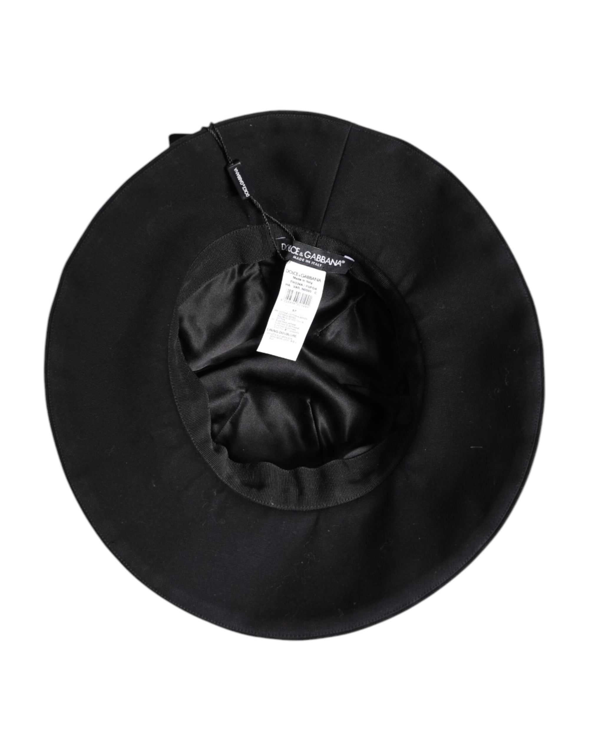 Dolce & Gabbana Black Cotton Wide Brim Bucket Hat