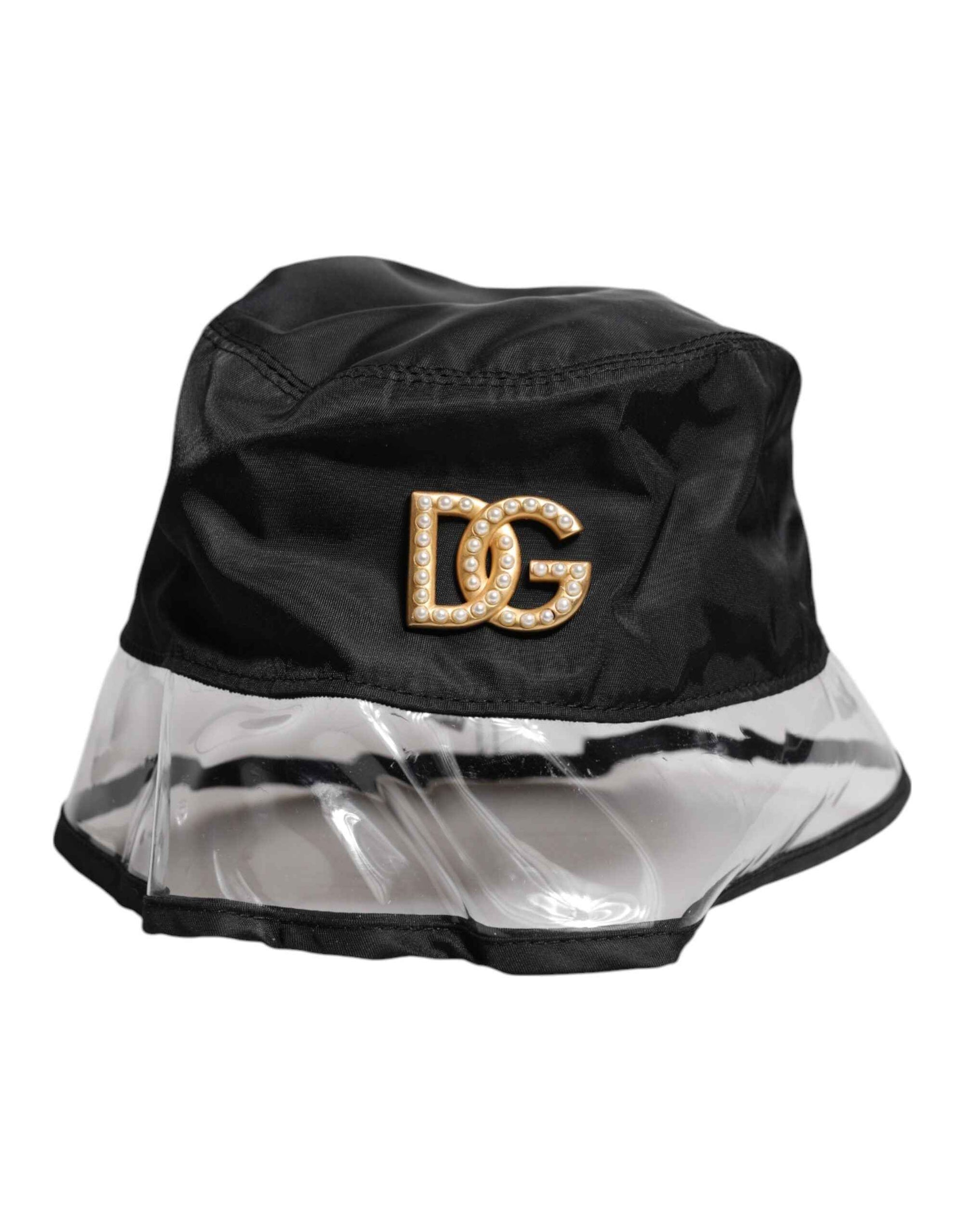 Dolce & Gabbana Black Nylon PVC DG Logo Bucket Hat