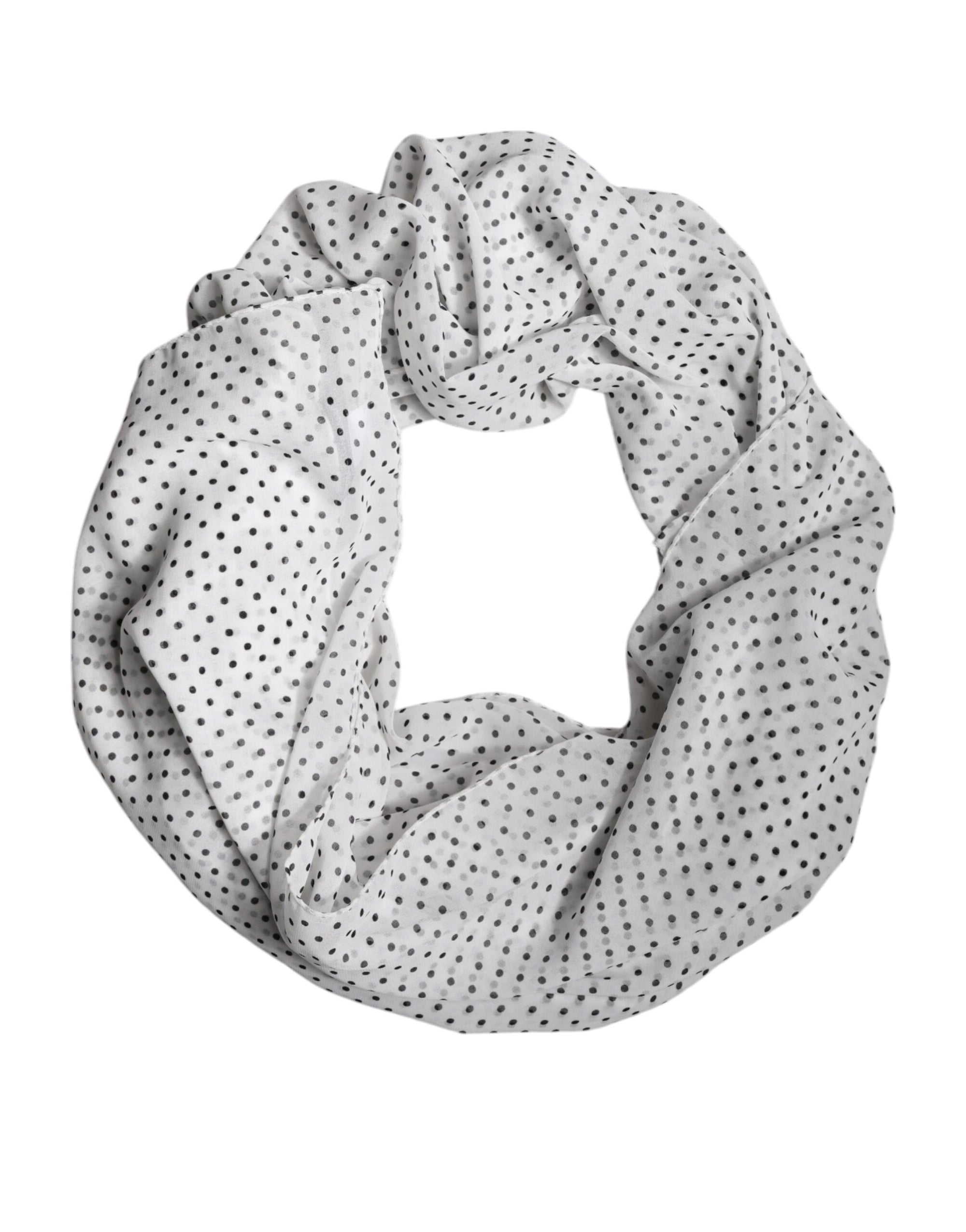 Dolce & Gabbana White Polka Dots Polyester Wrap Shawl Scarf