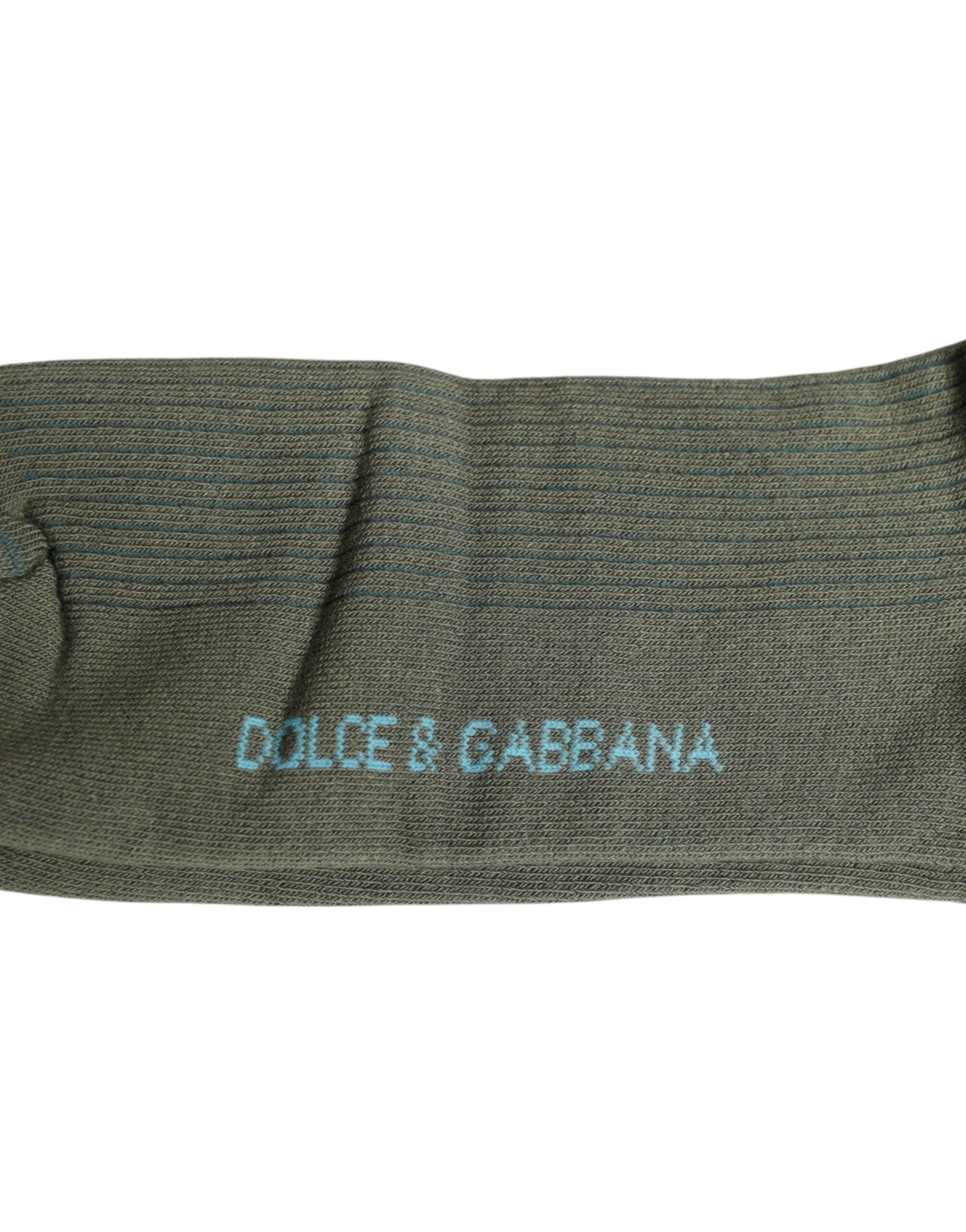 Dolce & Gabbana Gray Cotton DG Bear Mid Calf Socks