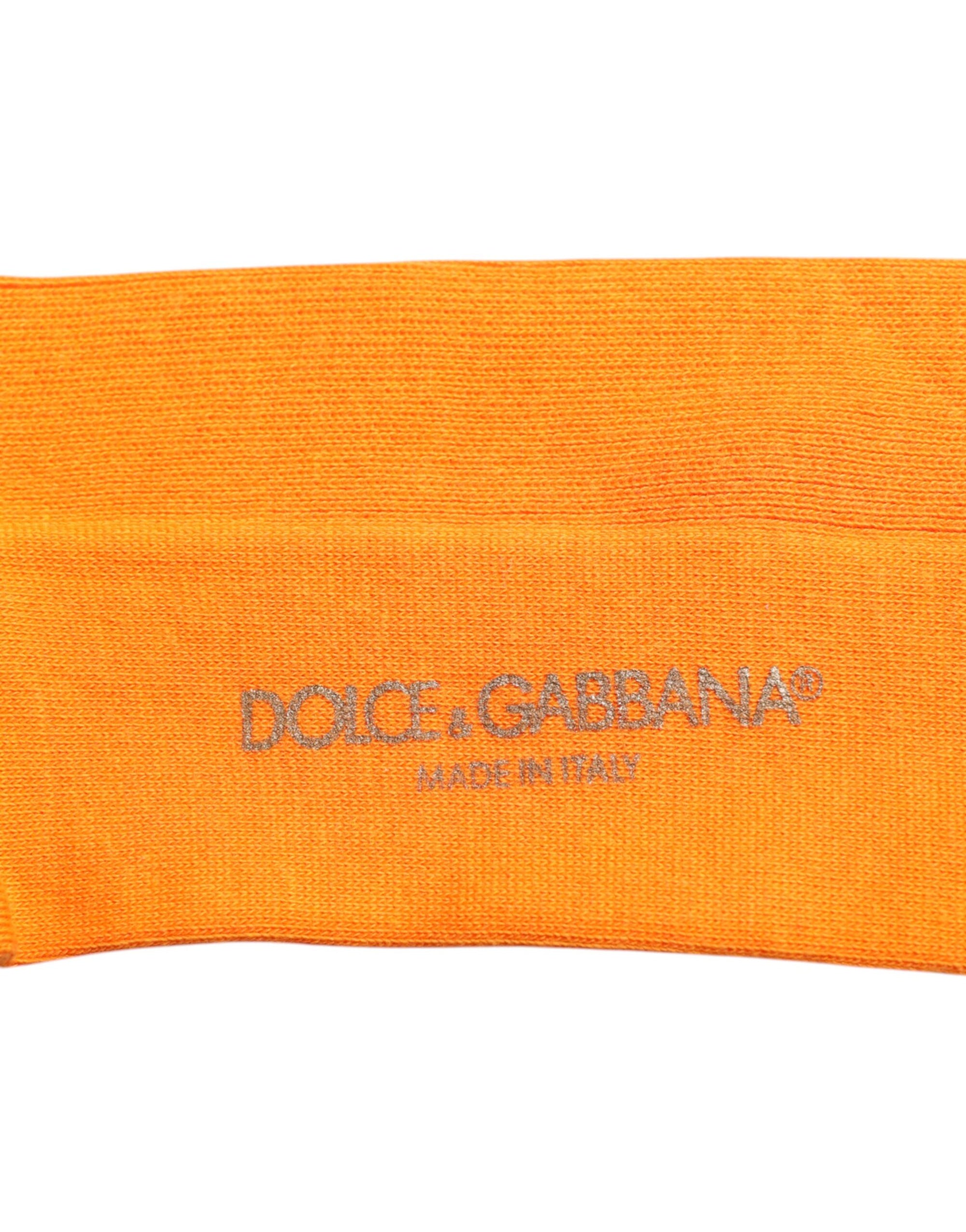 Dolce & Gabbana Orange Cotton Logo Over The Calf Socks