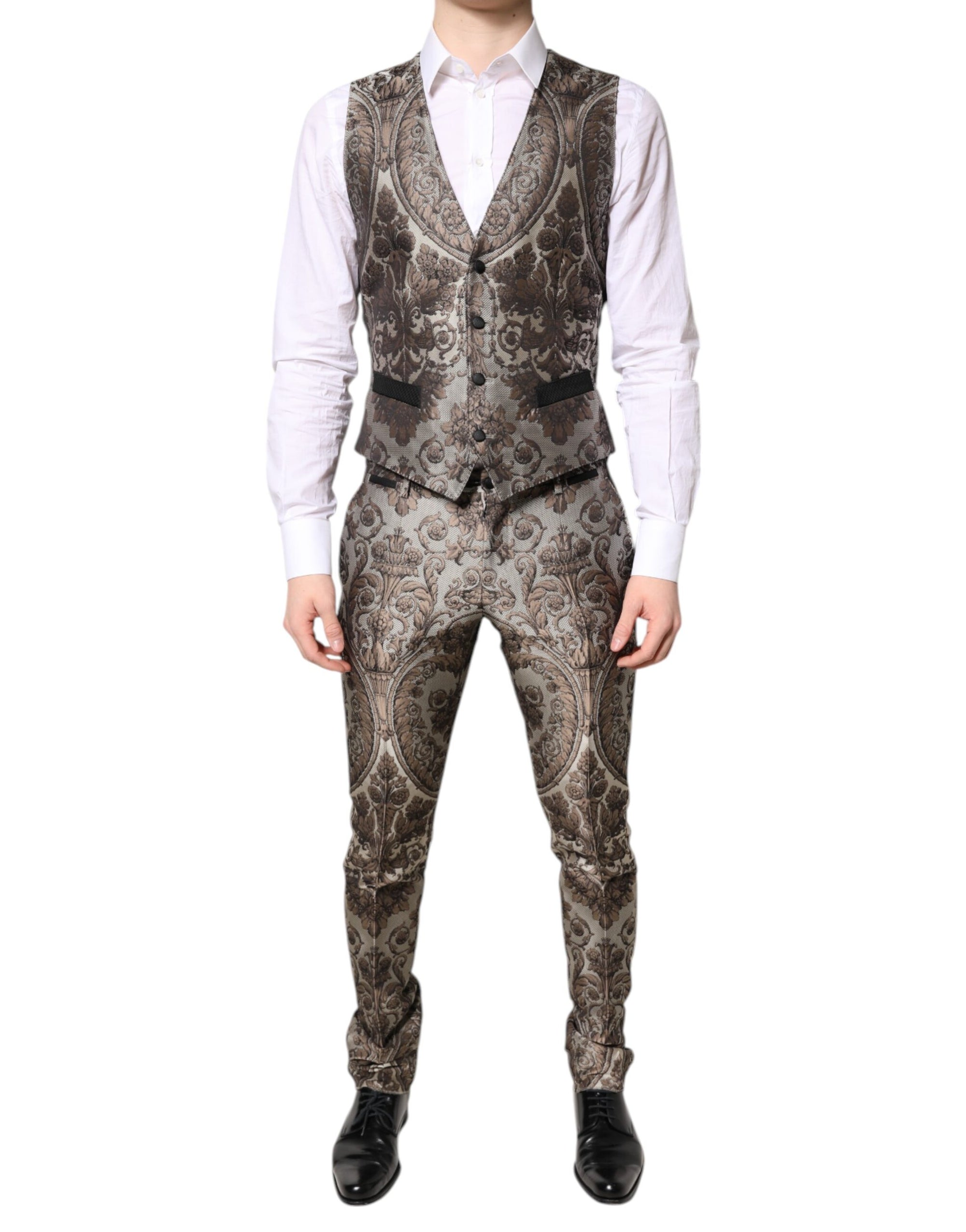 Dolce & Gabbana Multicolor Jacquard Single Breasted 3 Piece Suit