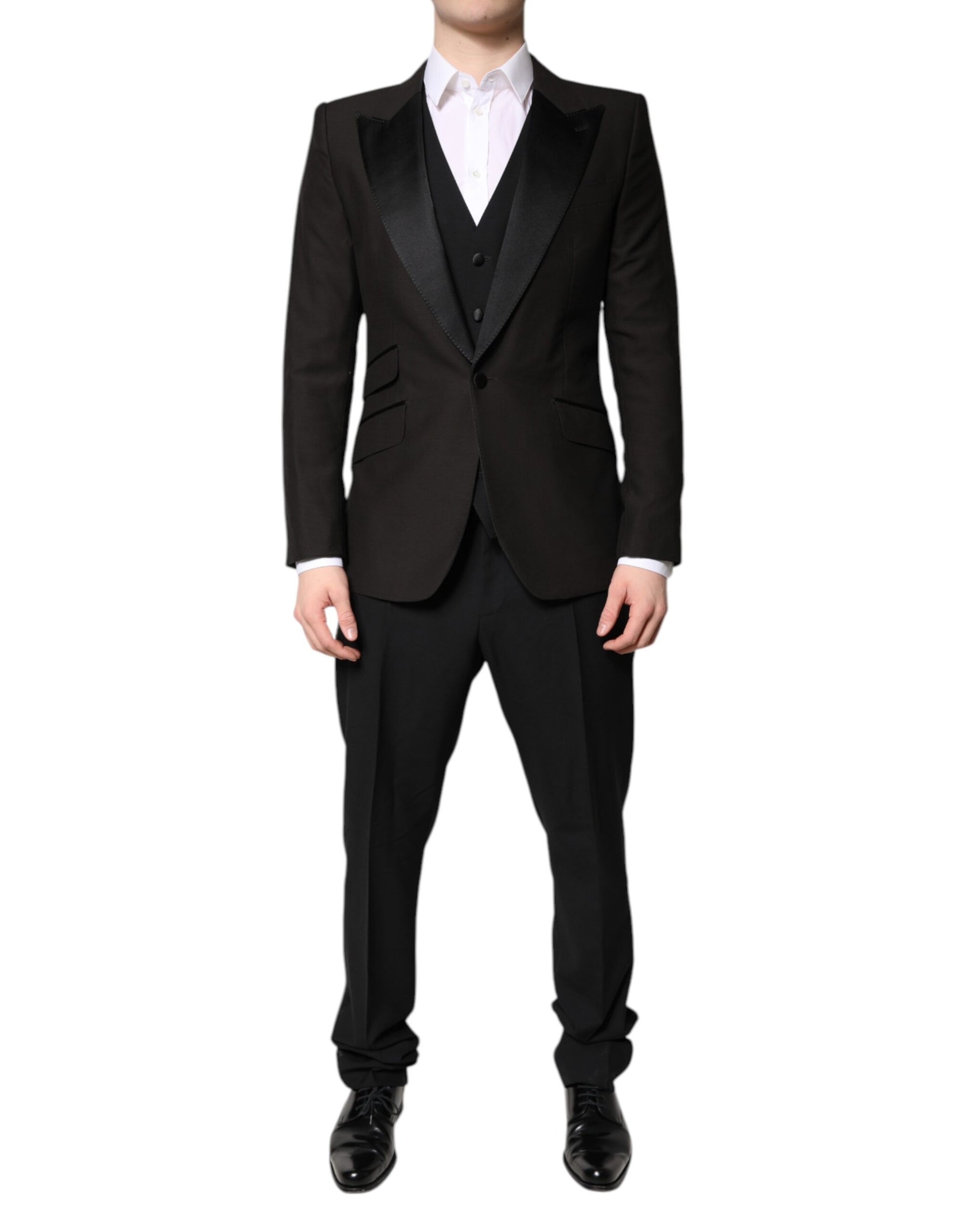 Dolce & Gabbana Black Single Breasted Formal 3 Piece Suit