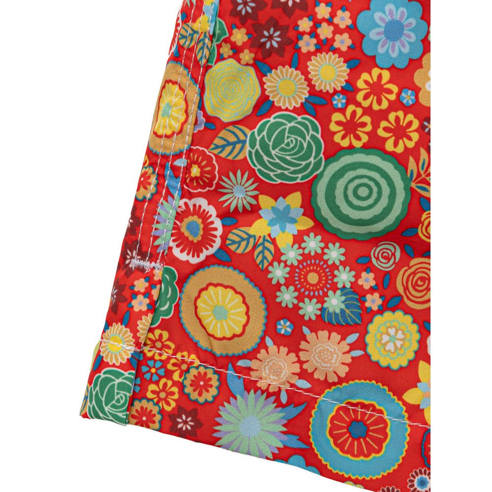 Isaia Red Polyester Swim Shorts