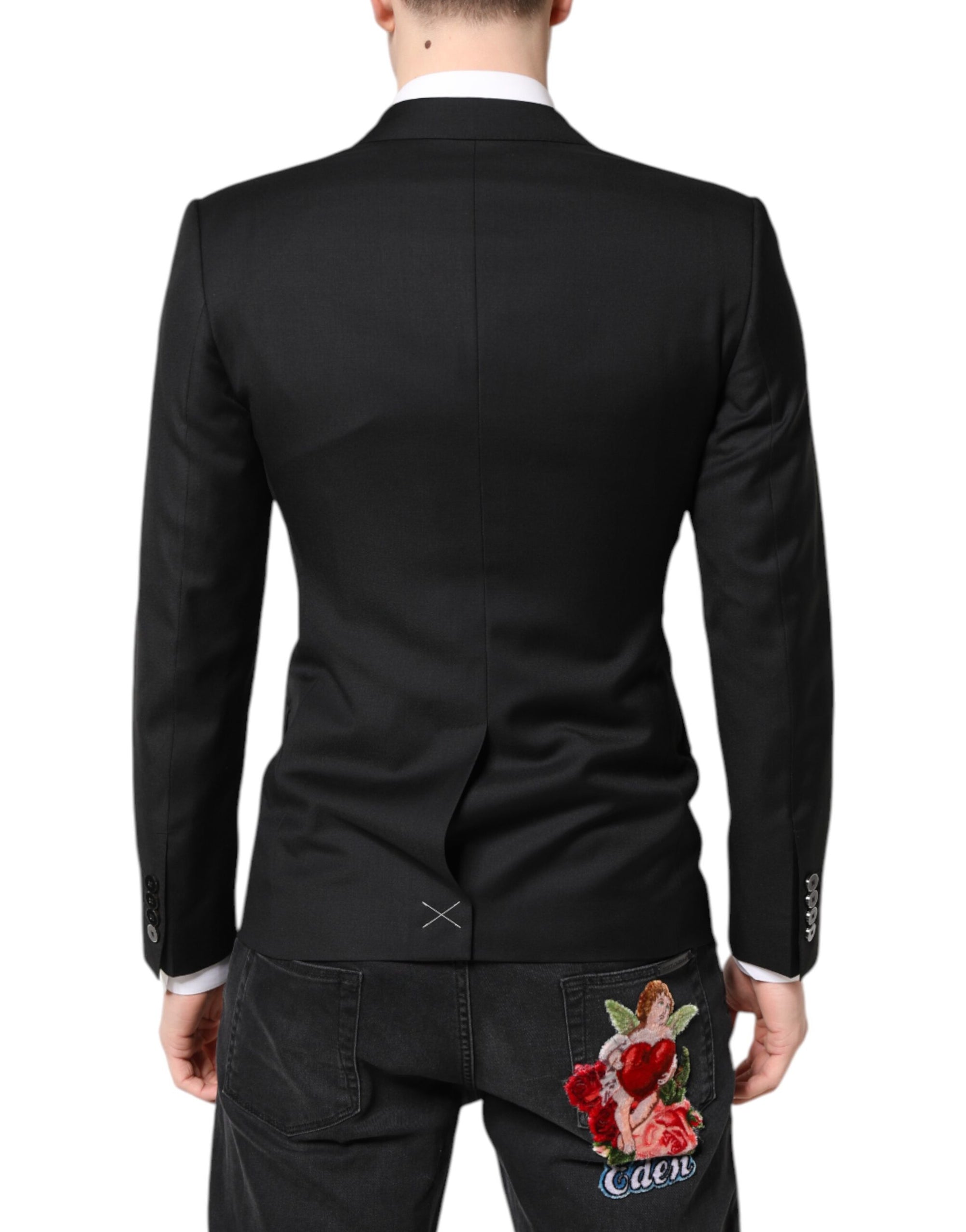 Dolce & Gabbana Black MARTINI Double Breasted Coat Blazer