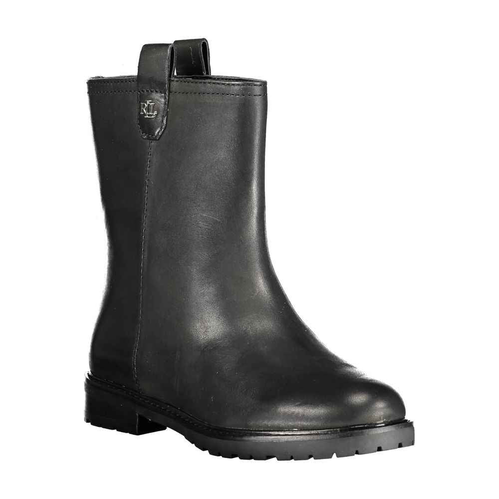 Ralph Lauren Black Leather Women Boot