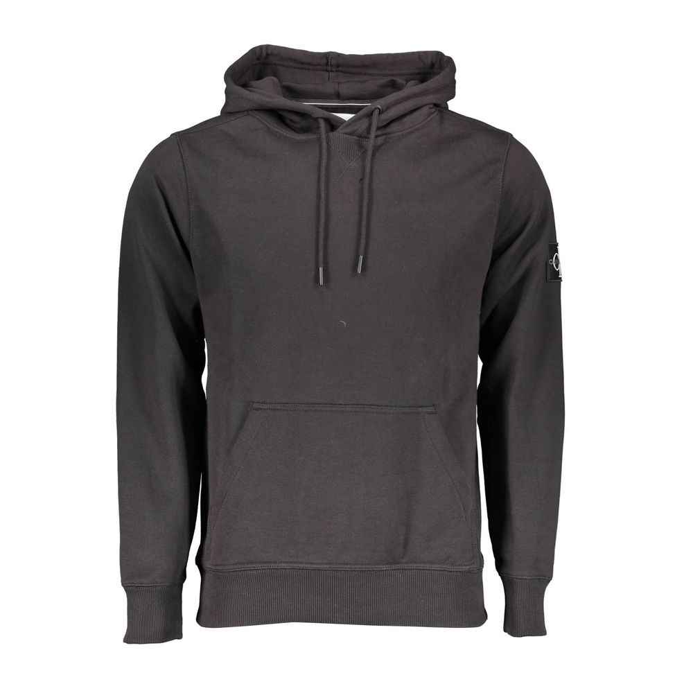 Calvin Klein Black Cotton Men Sweater with Central Pocket and Hood