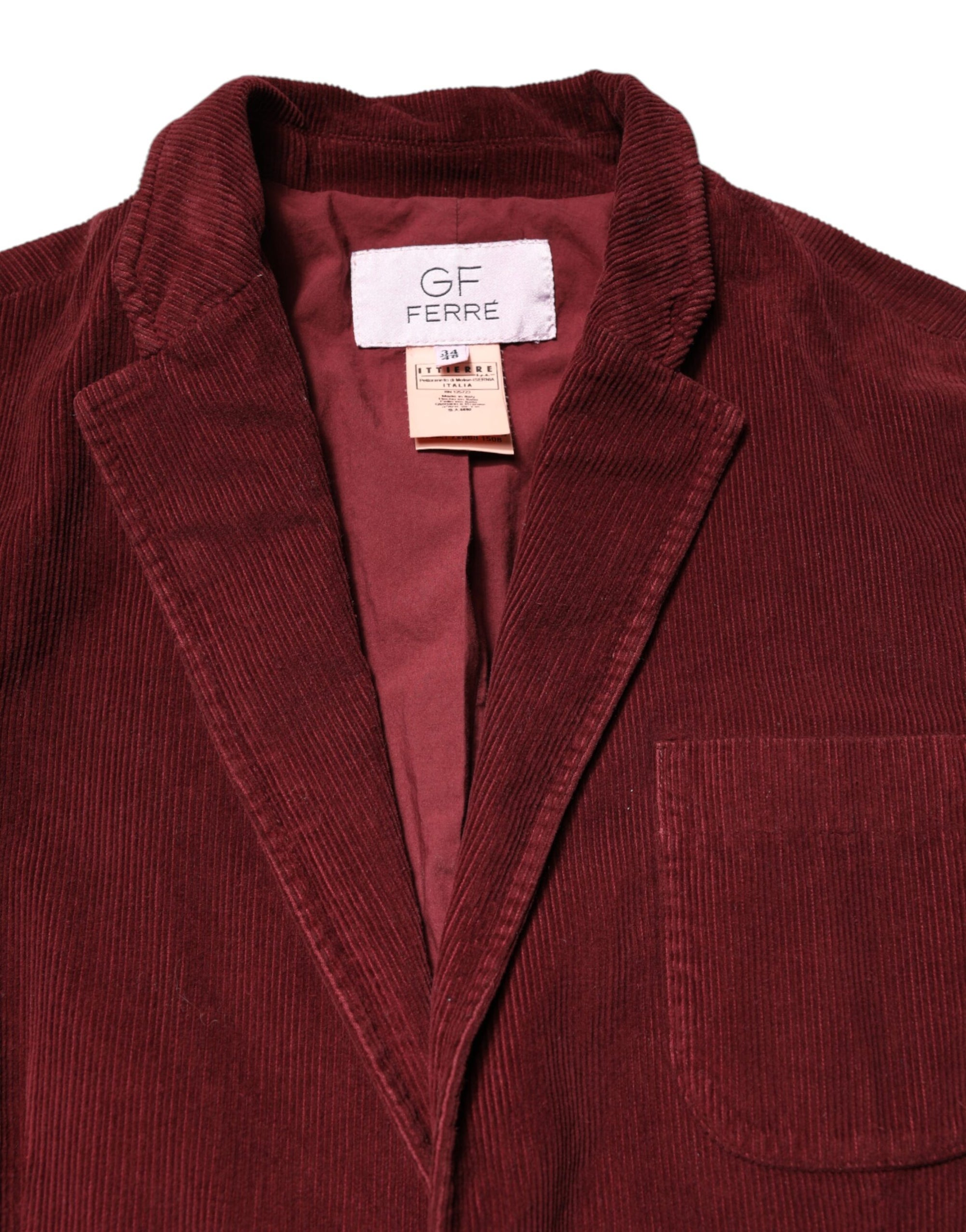 GF Ferre Maroon Corduroy Regular Fit Men Coat Blazer Jacket