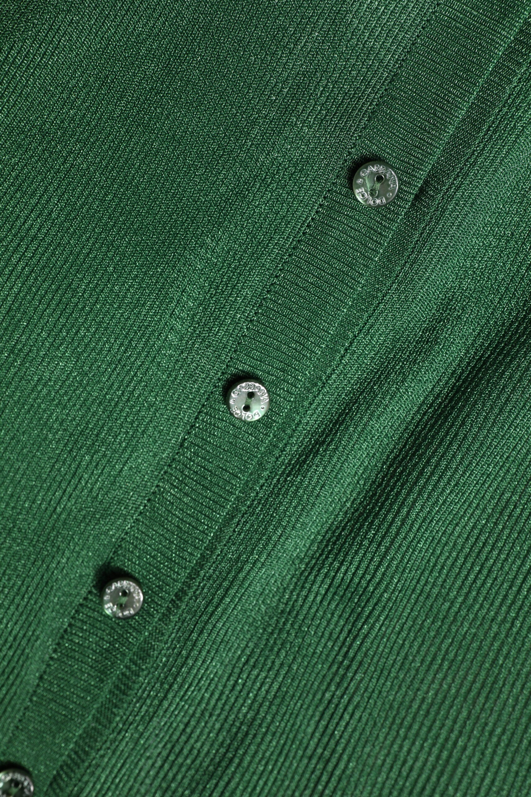 Dolce & Gabbana Green Polyester Long Sleeves Cardigan Sweater