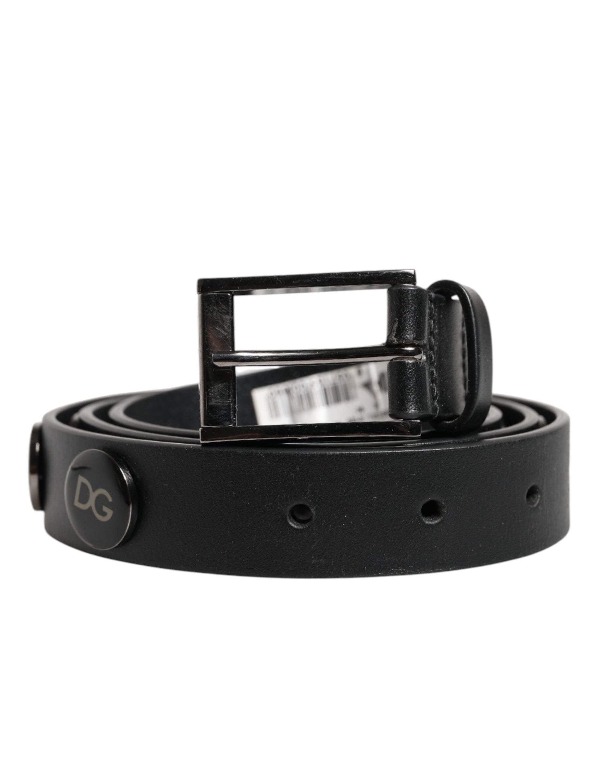 Dolce & Gabbana Black Luxury Leather DG Studs Buckle Belt