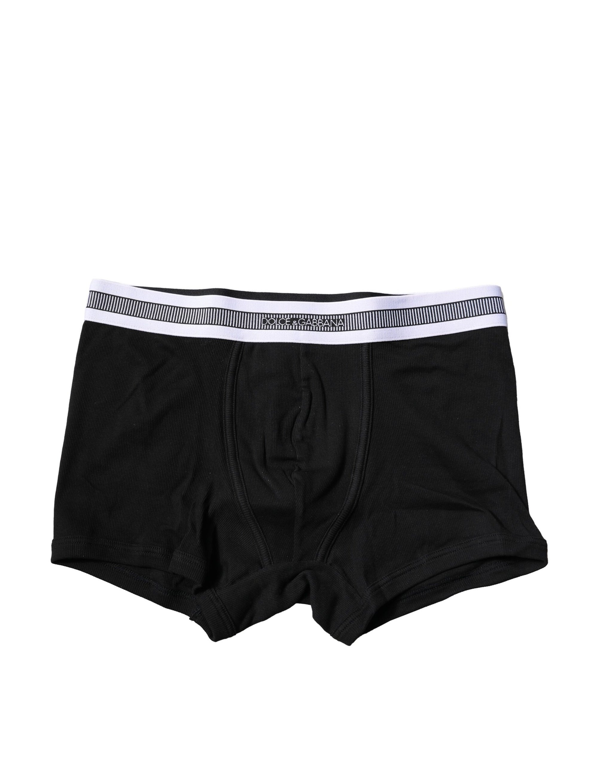 Dolce & Gabbana Black Cotton Stretch Regular Boxer Underwear