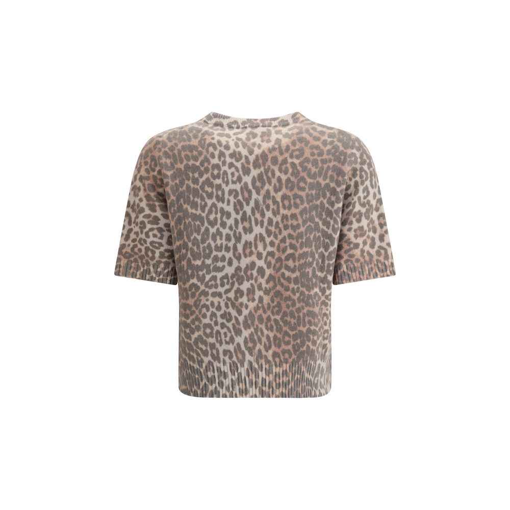 Ganni Leopard print short sleeve Sweater