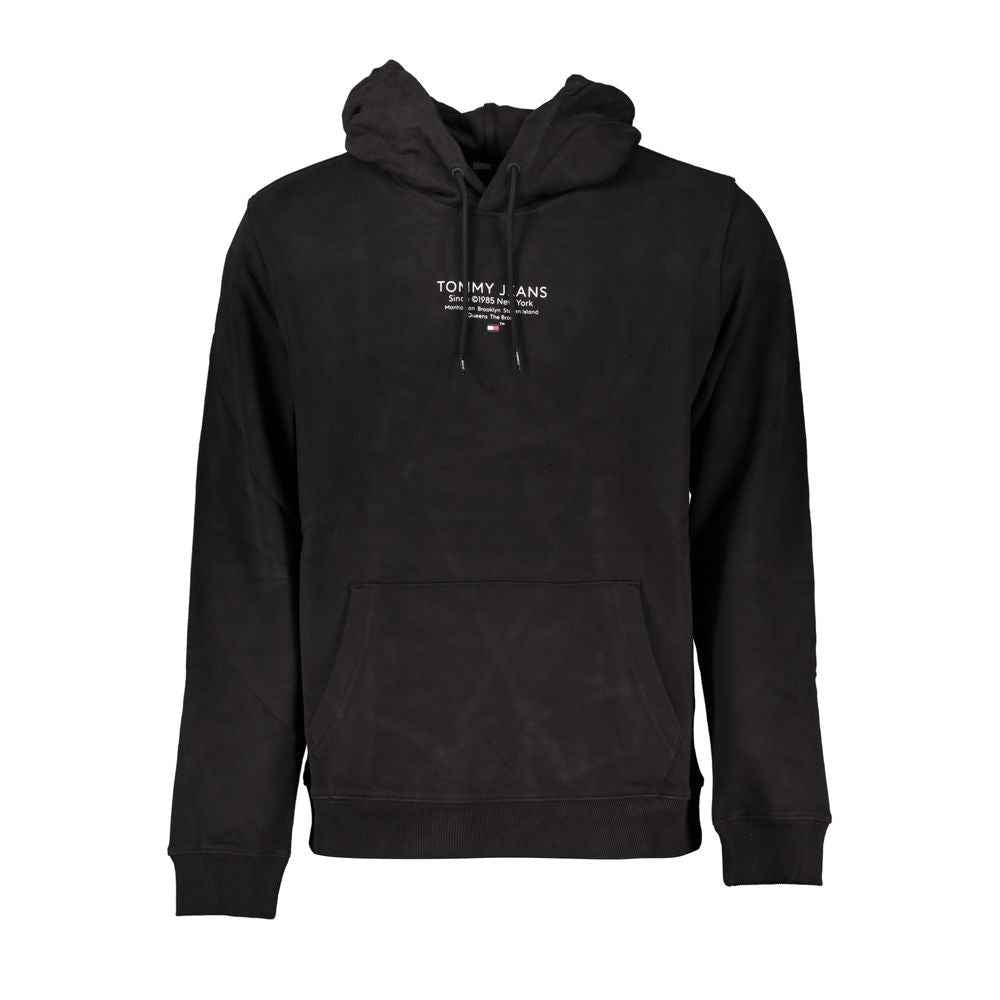 Tommy Hilfiger Black Cotton Men Sweater with Hood