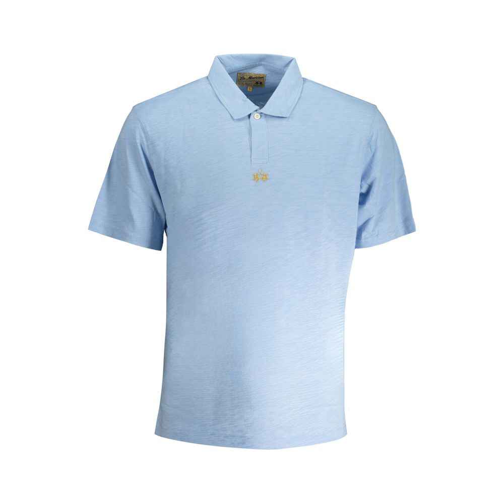La Martina Light Blue Cotton Men Polo Shirt