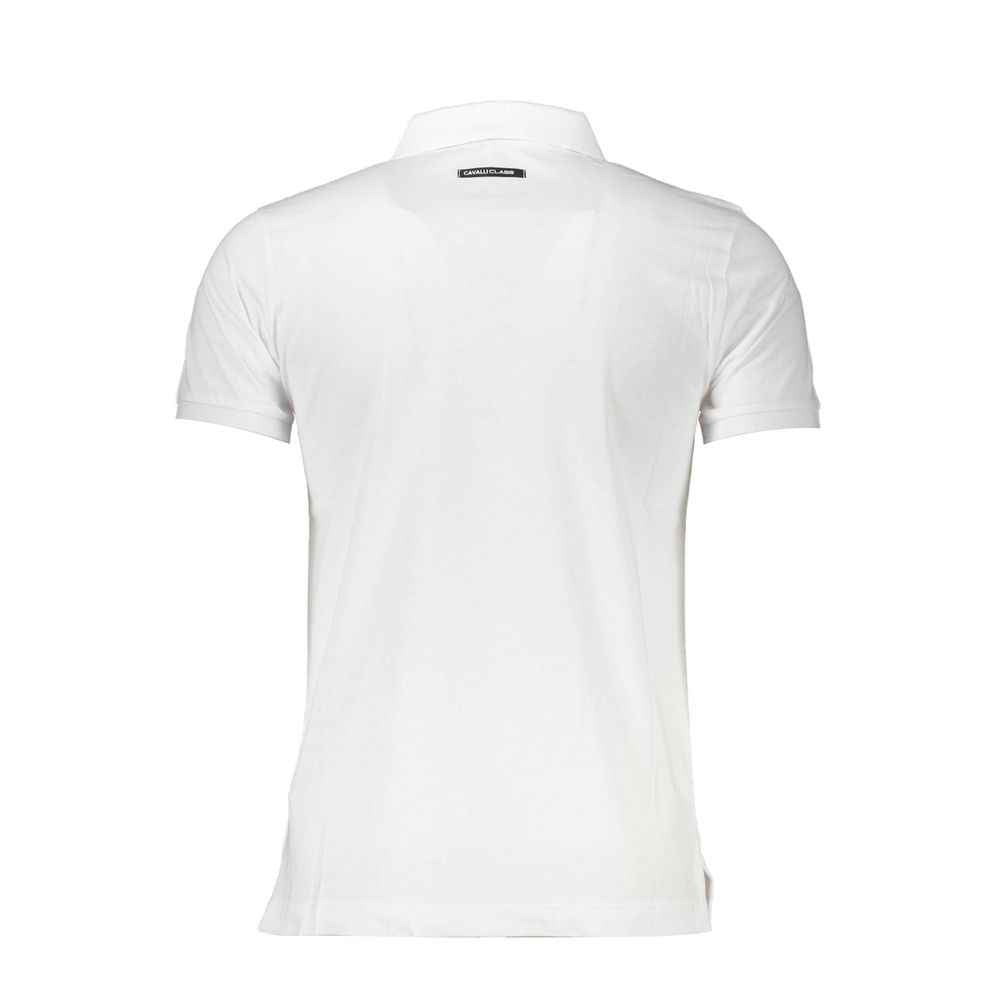 Cavalli Class White Cotton Men Polo Shirt