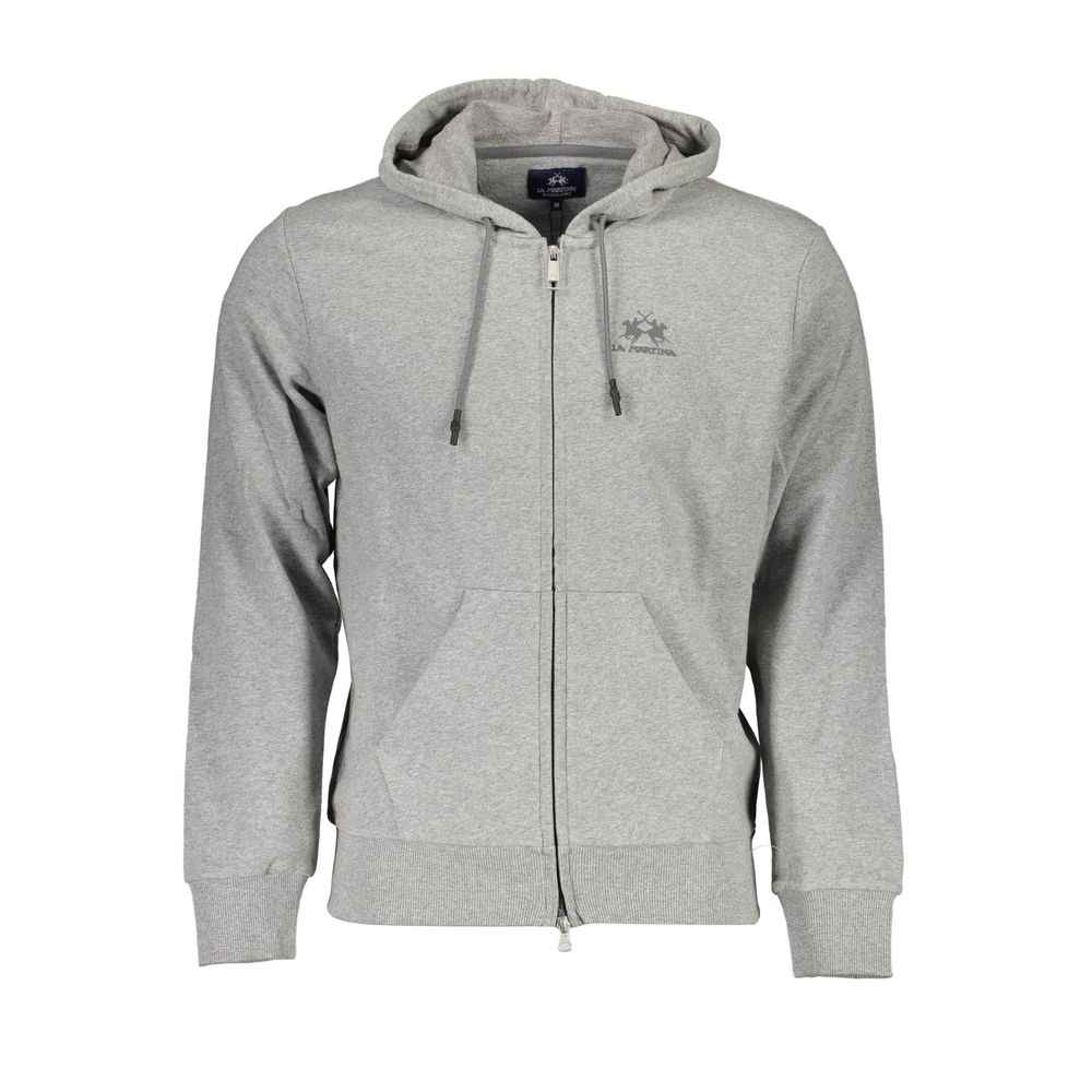 La Martina Gray Cotton Men Sweater with Hood