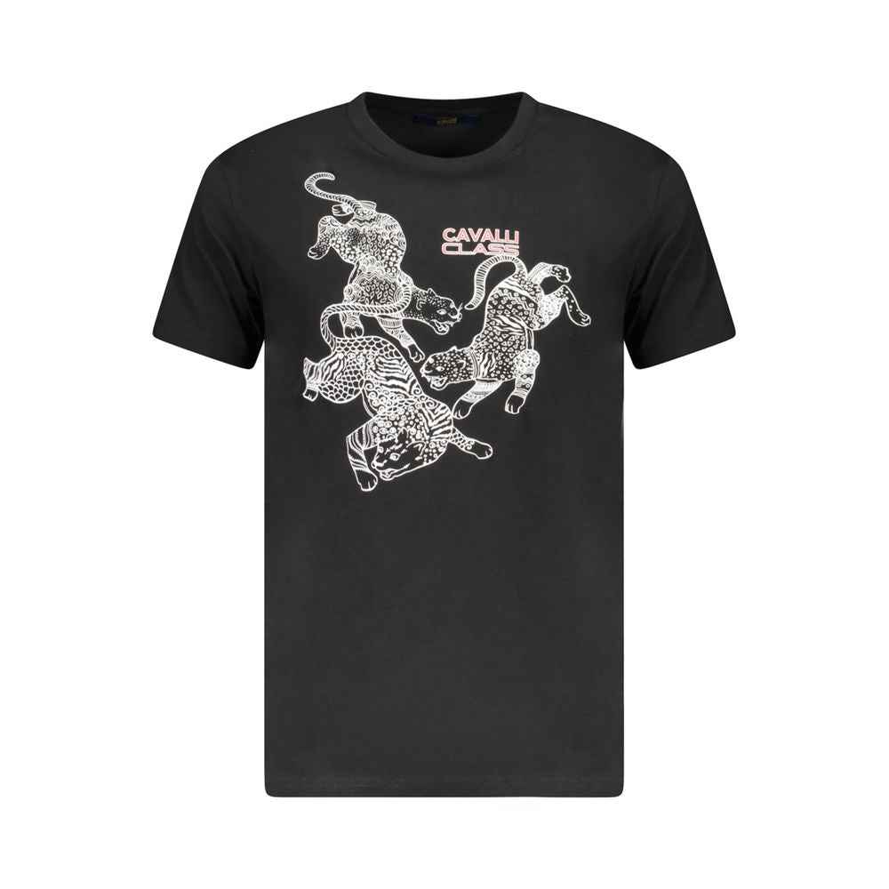 Cavalli Class Black Cotton Men T-Shirt