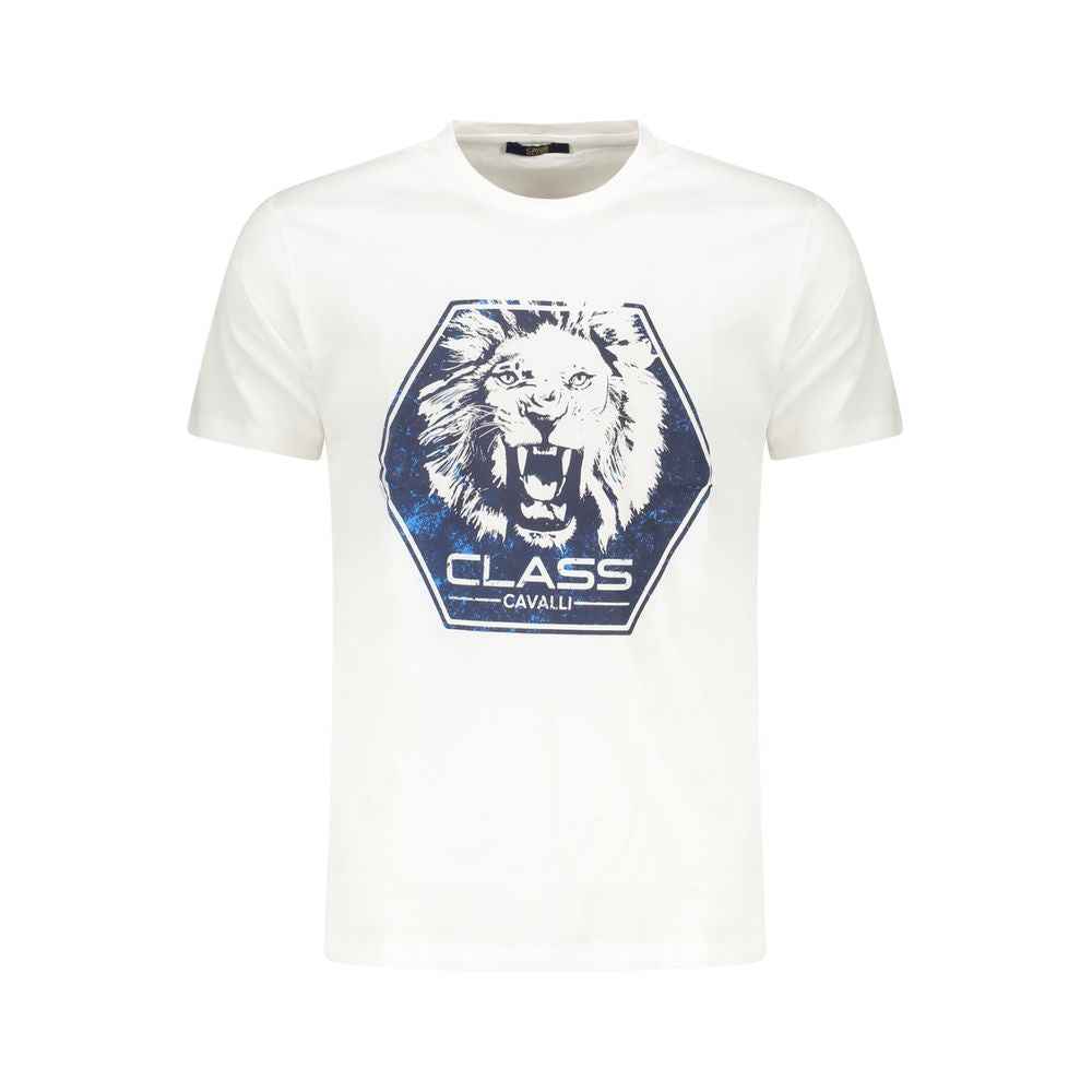 Cavalli Class White Cotton Men T-Shirt